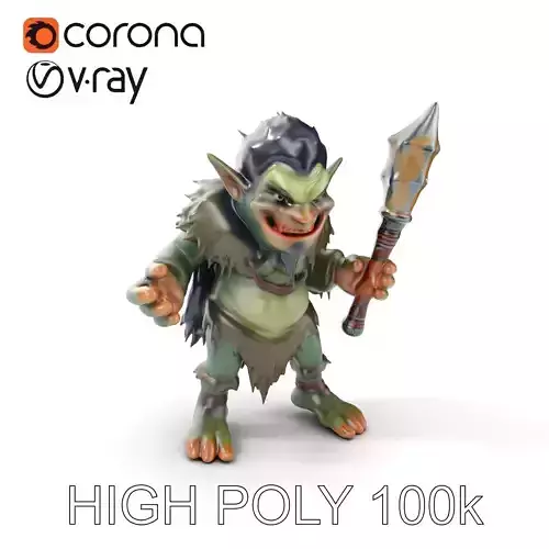 Goblin Warrior Character Model  Rigged and Animated Low-poly 3D model