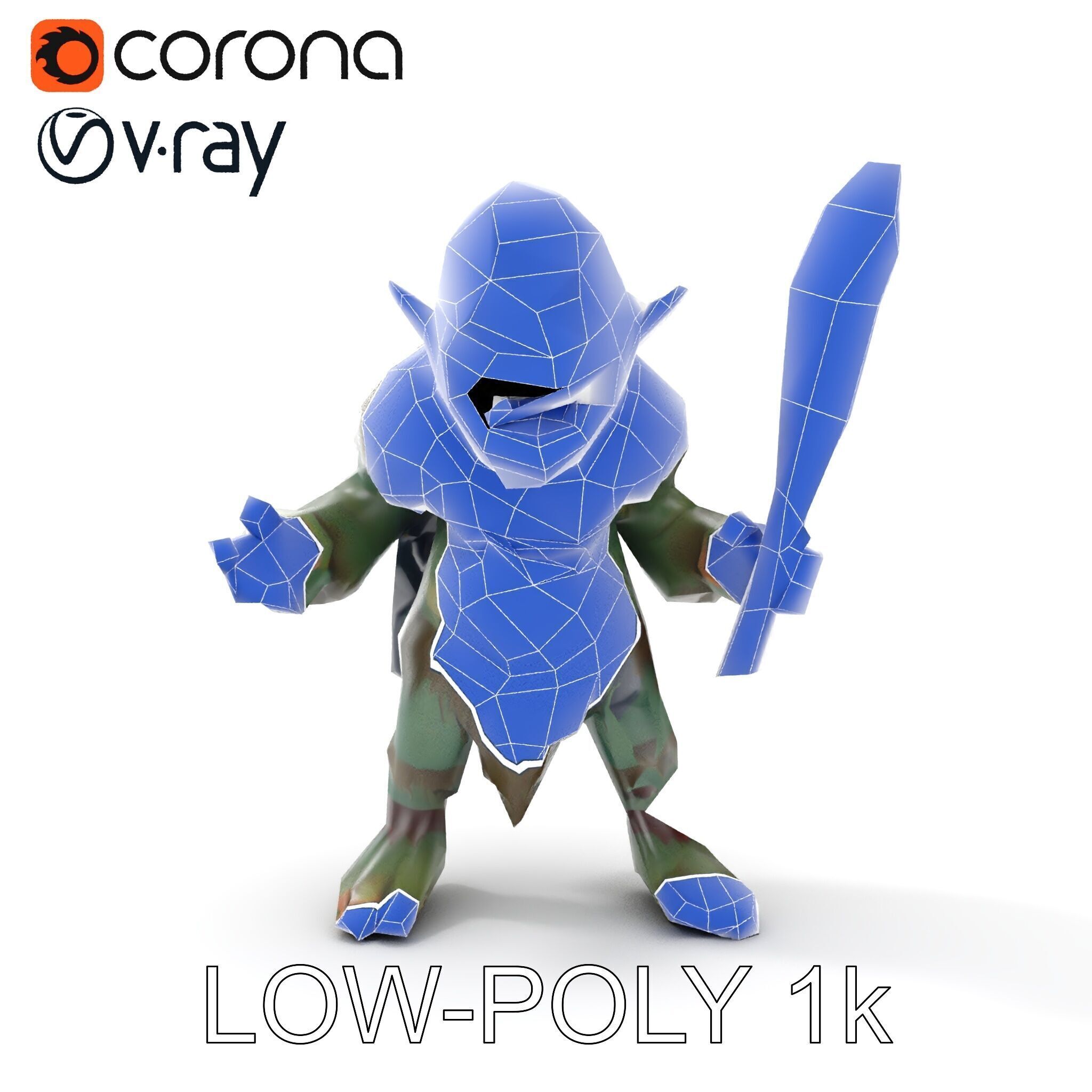 Goblin Warrior Character Model  Rigged and Animated Low-poly 3D model_31