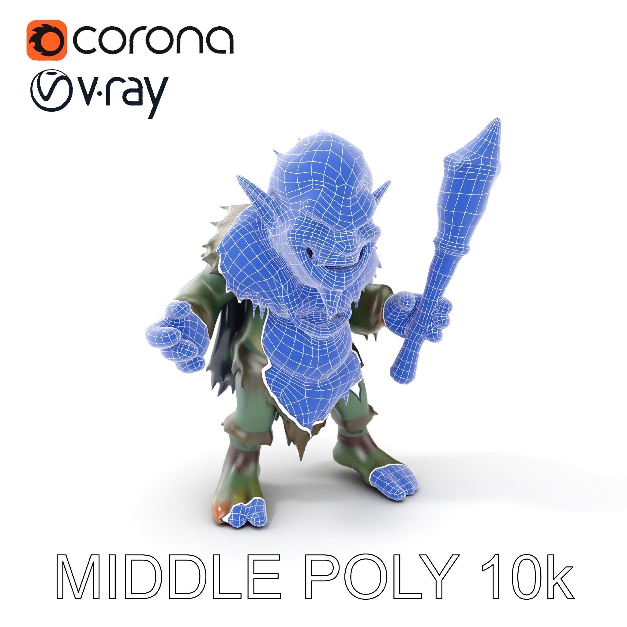Goblin Warrior Character Model  Rigged and Animated Low-poly 3D model_36