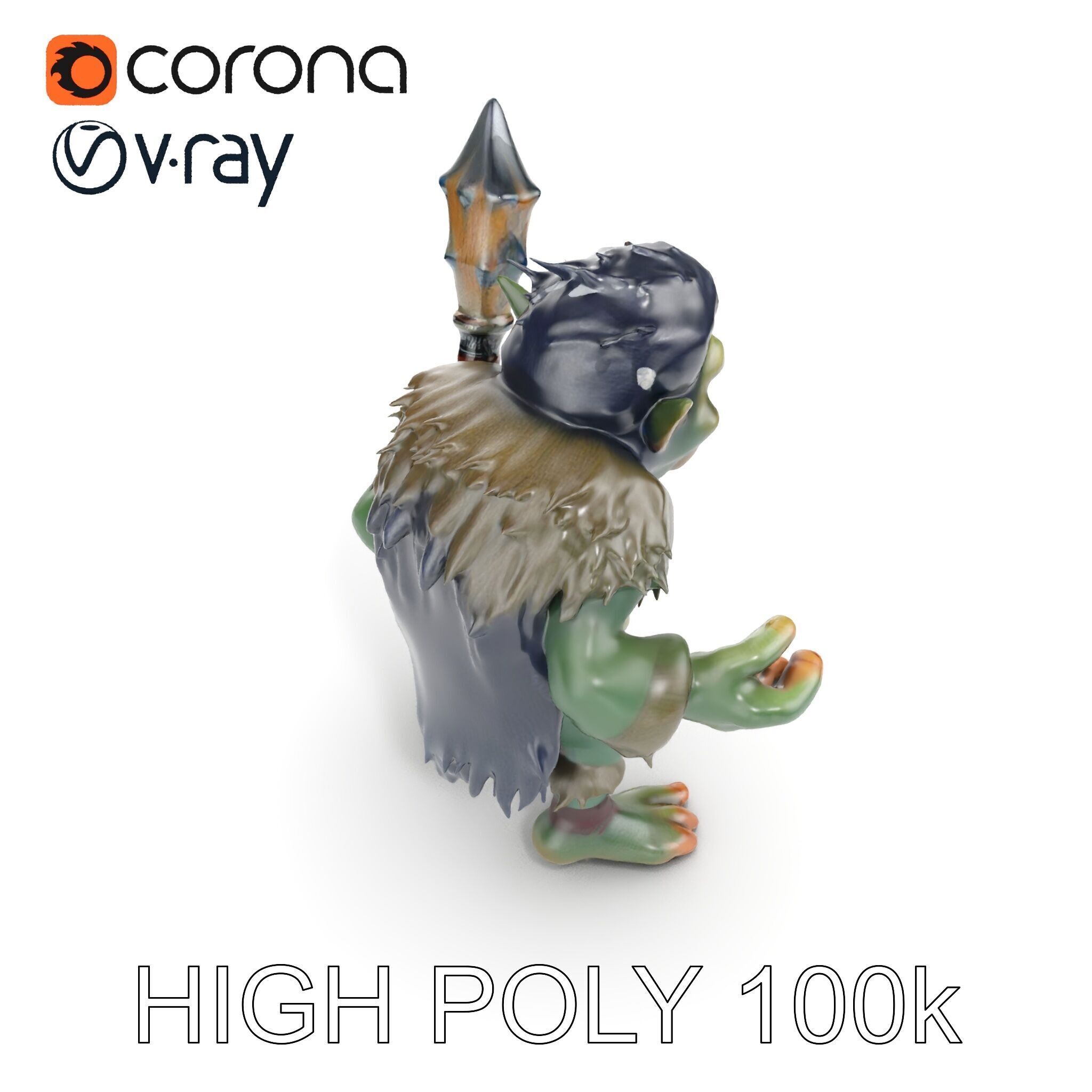 Goblin Warrior Character Model  Rigged and Animated Low-poly 3D model_15