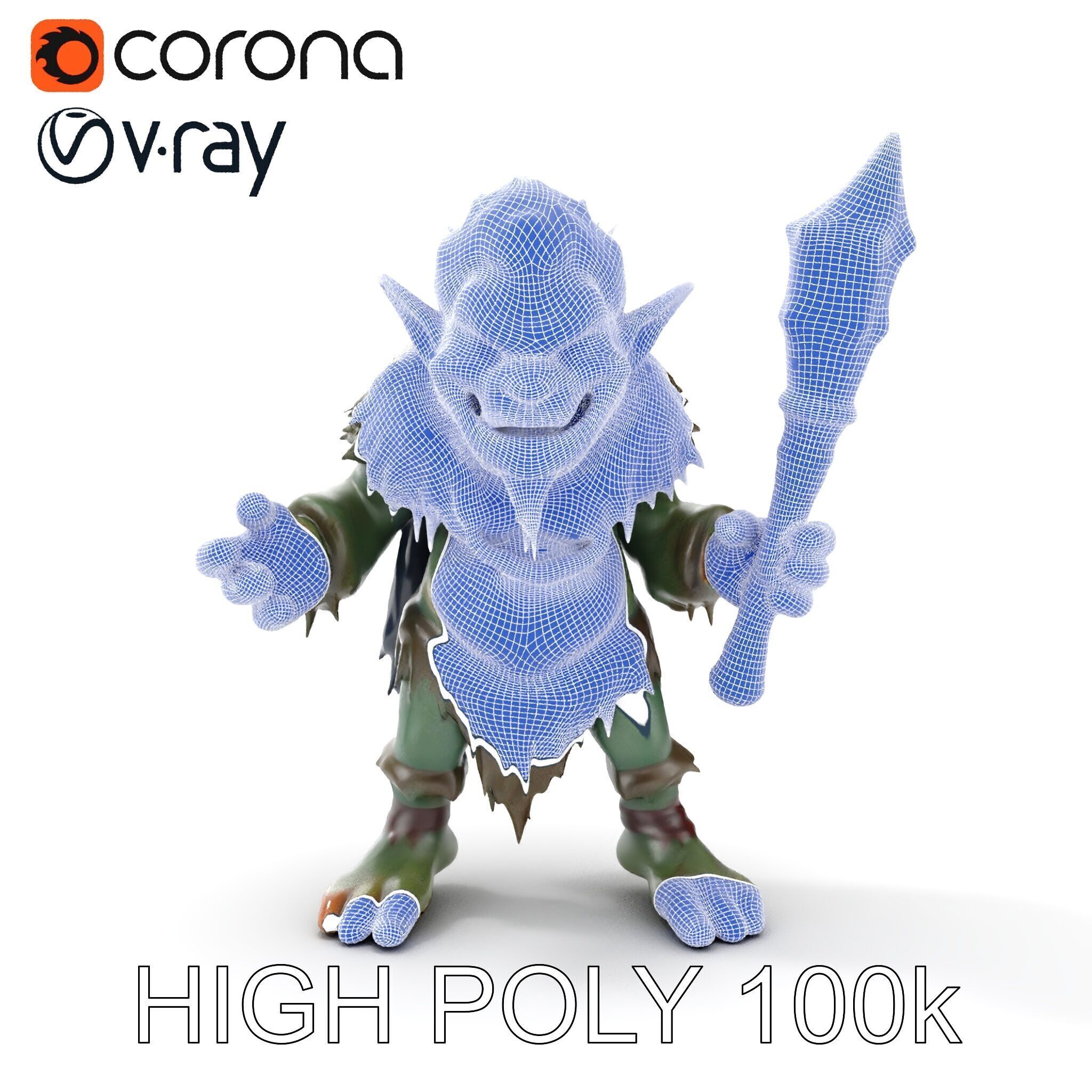 Goblin Warrior Character Model  Rigged and Animated Low-poly 3D model_35