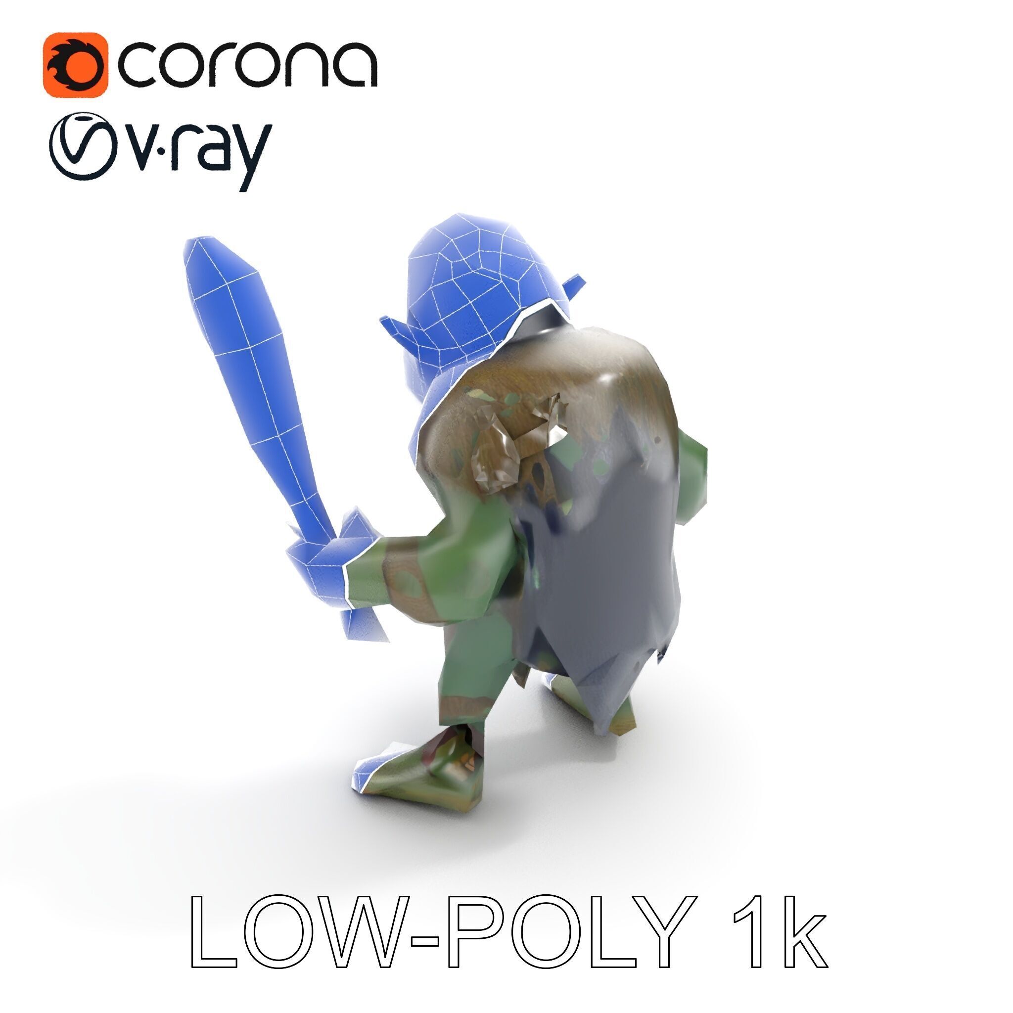 Goblin Warrior Character Model  Rigged and Animated Low-poly 3D model_17