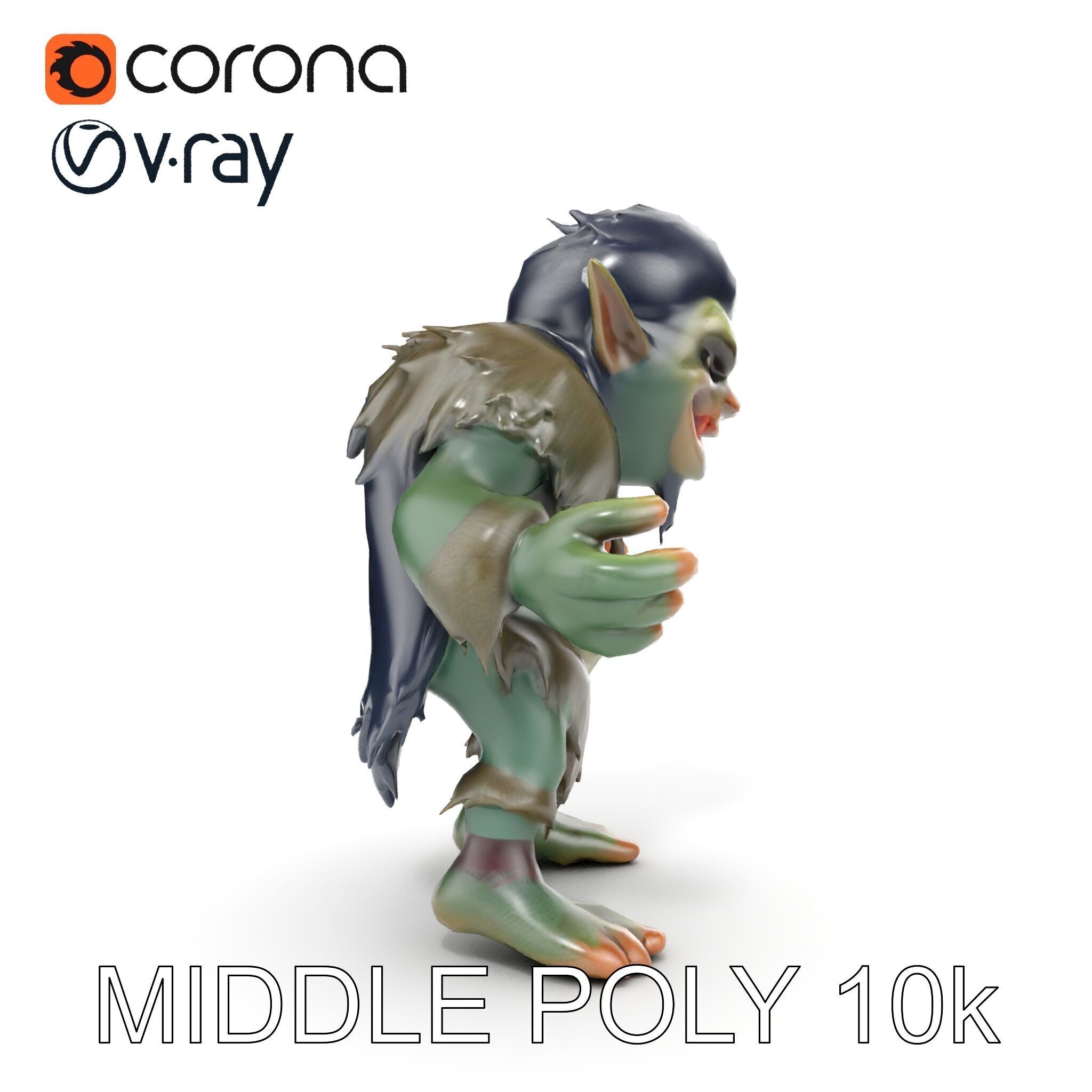 Goblin Warrior Character Model  Rigged and Animated Low-poly 3D model_22
