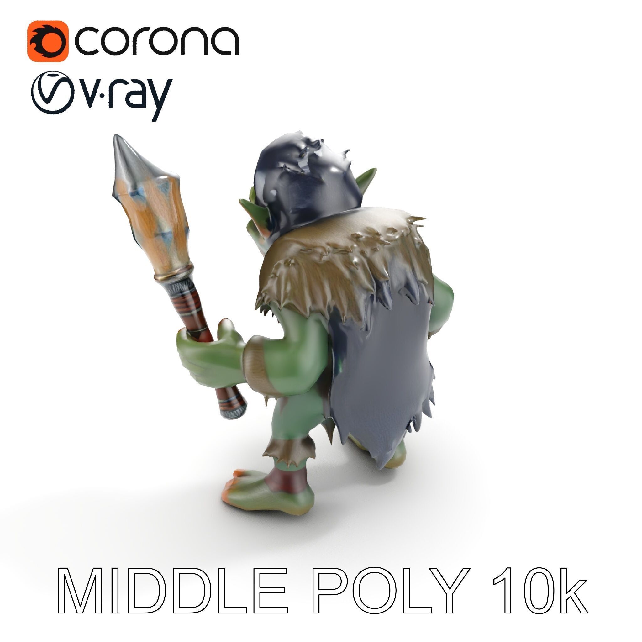 Goblin Warrior Character Model  Rigged and Animated Low-poly 3D model_16