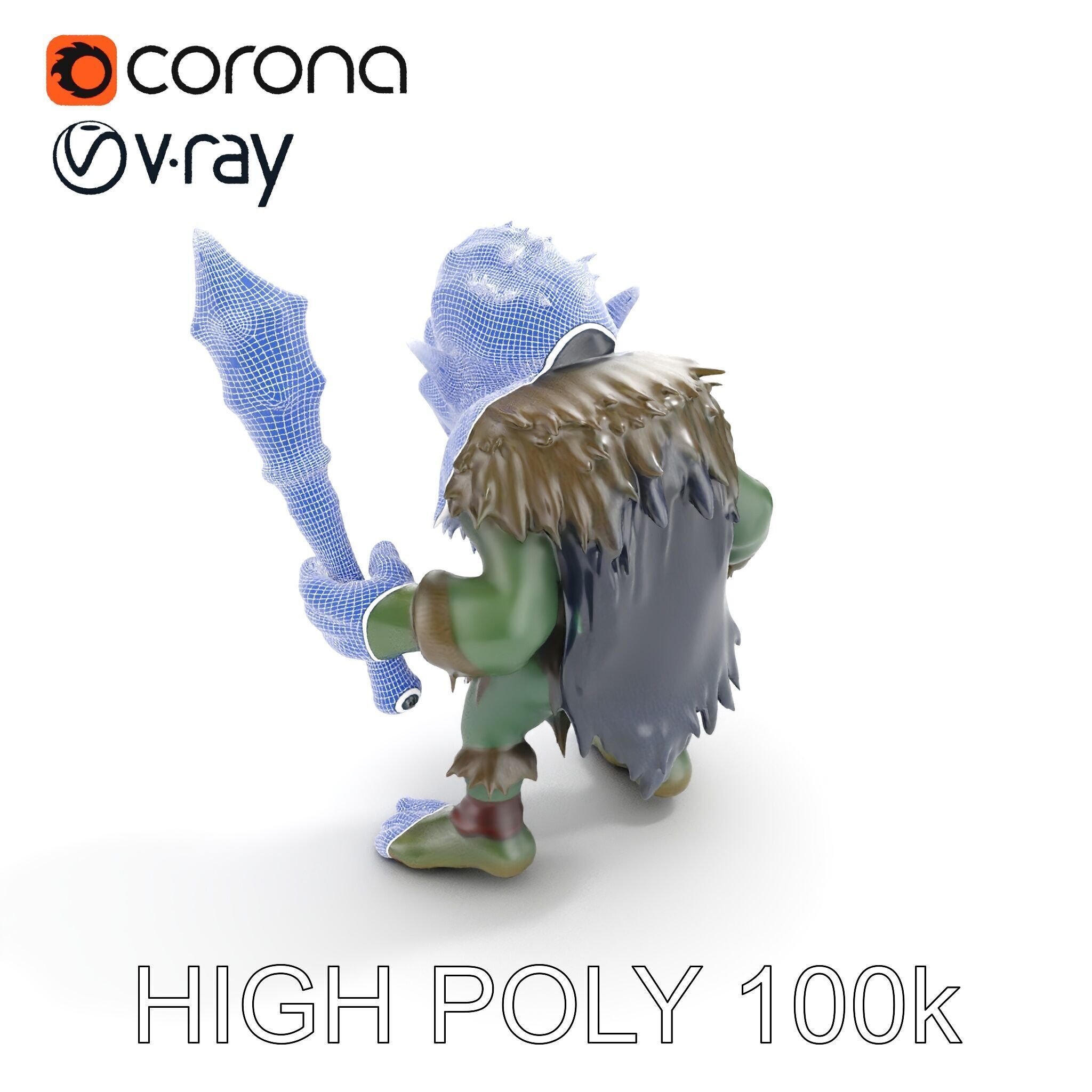 Goblin Warrior Character Model  Rigged and Animated Low-poly 3D model_18