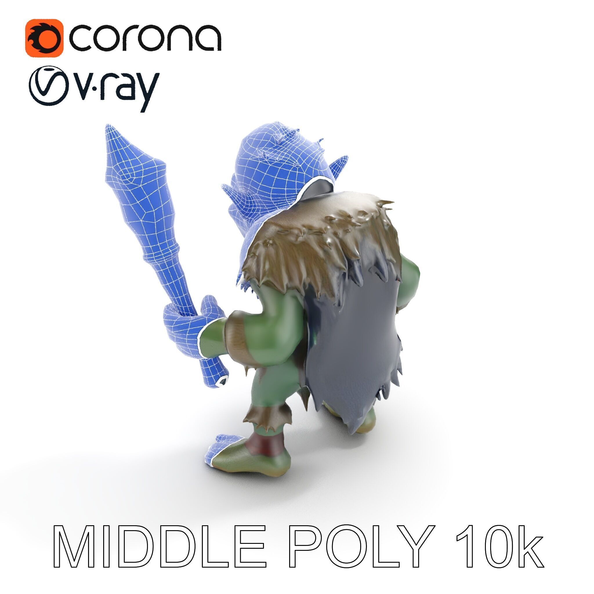 Goblin Warrior Character Model  Rigged and Animated Low-poly 3D model_27