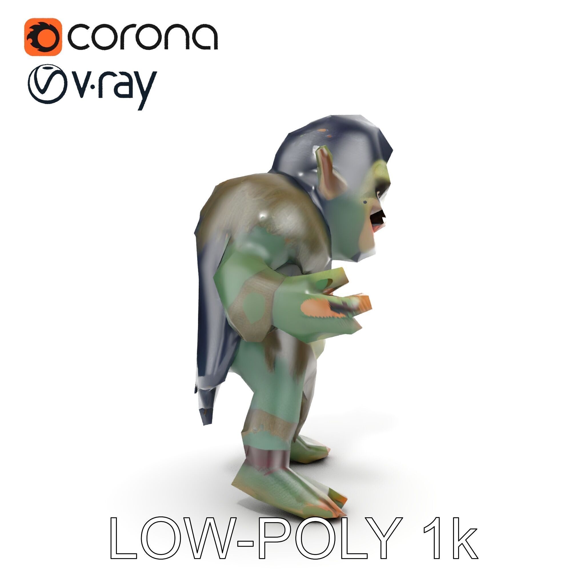 Goblin Warrior Character Model  Rigged and Animated Low-poly 3D model_23