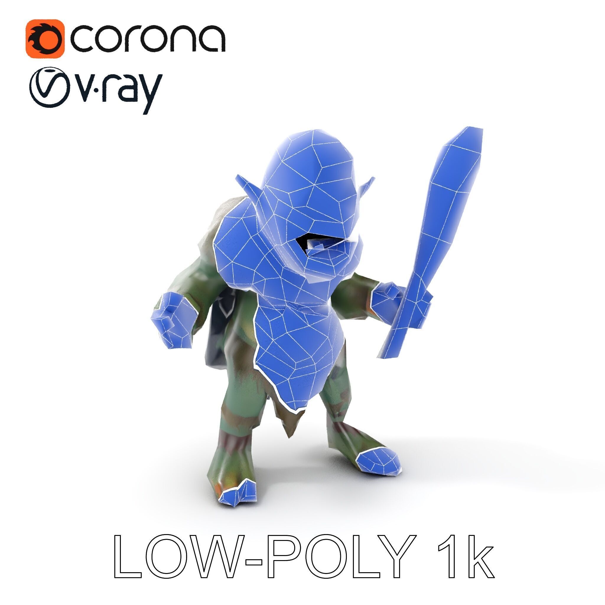 Goblin Warrior Character Model  Rigged and Animated Low-poly 3D model_28
