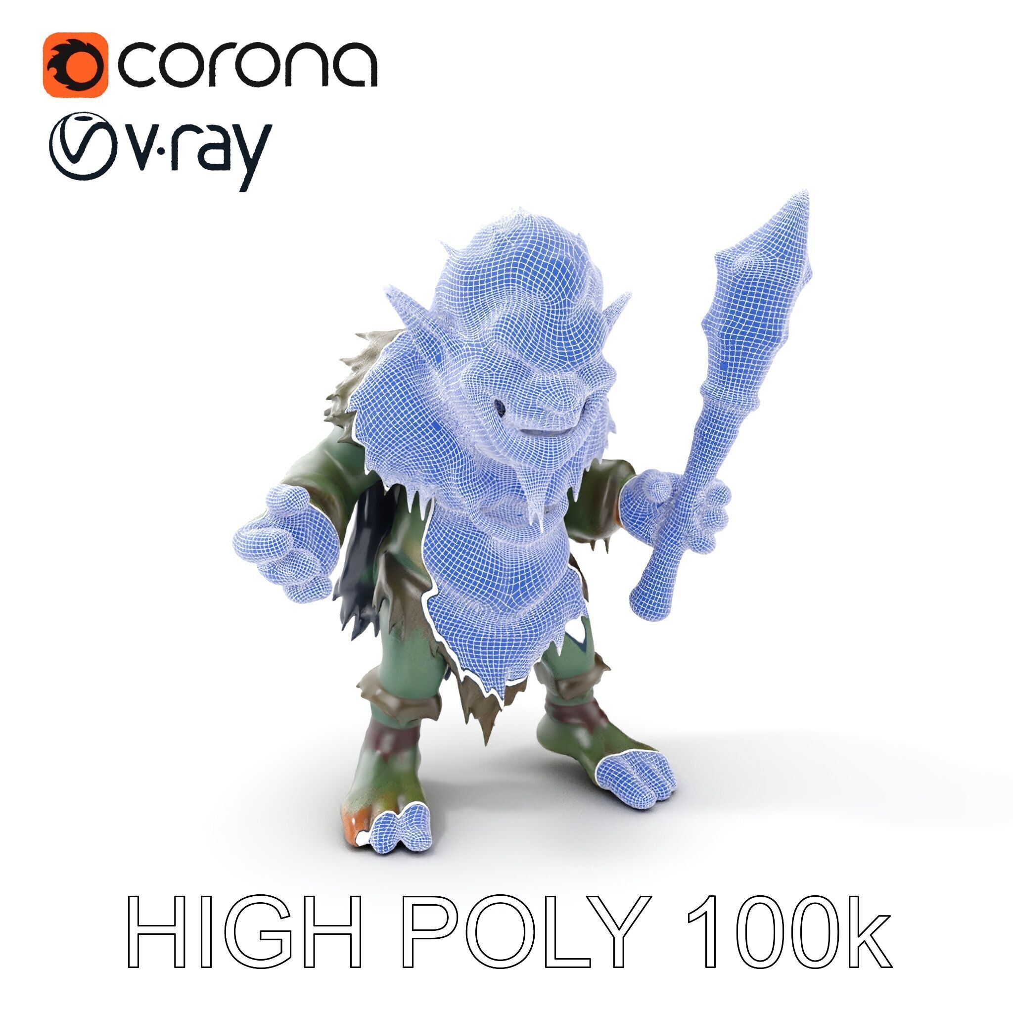 Goblin Warrior Character Model  Rigged and Animated Low-poly 3D model_4