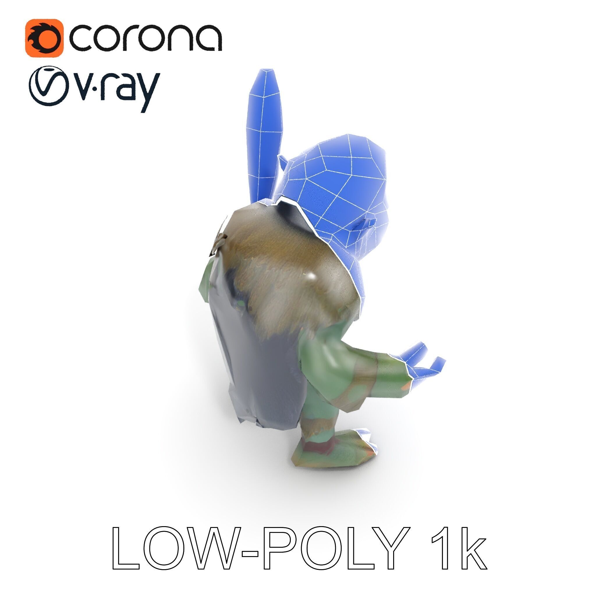 Goblin Warrior Character Model  Rigged and Animated Low-poly 3D model_7