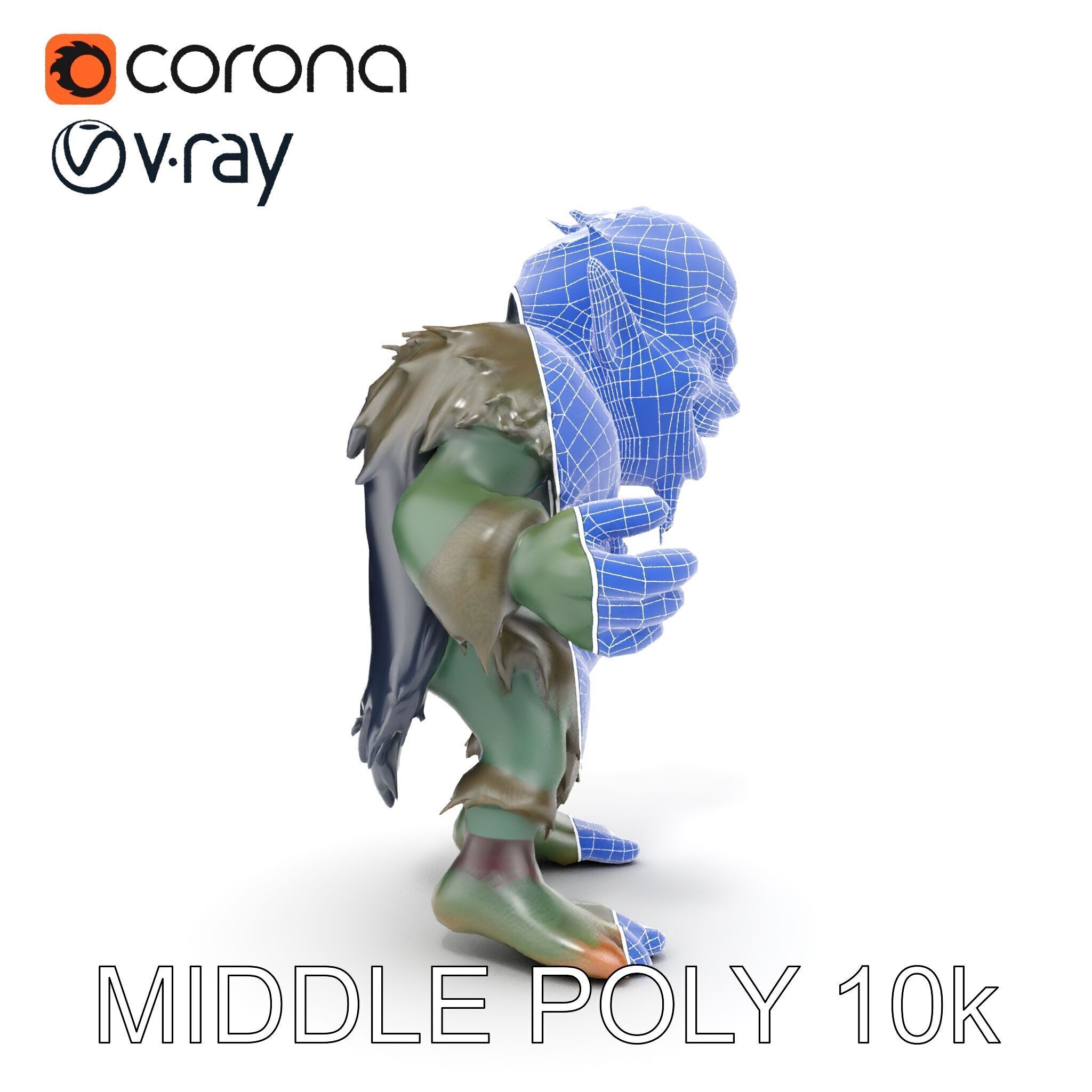 Goblin Warrior Character Model  Rigged and Animated Low-poly 3D model_24