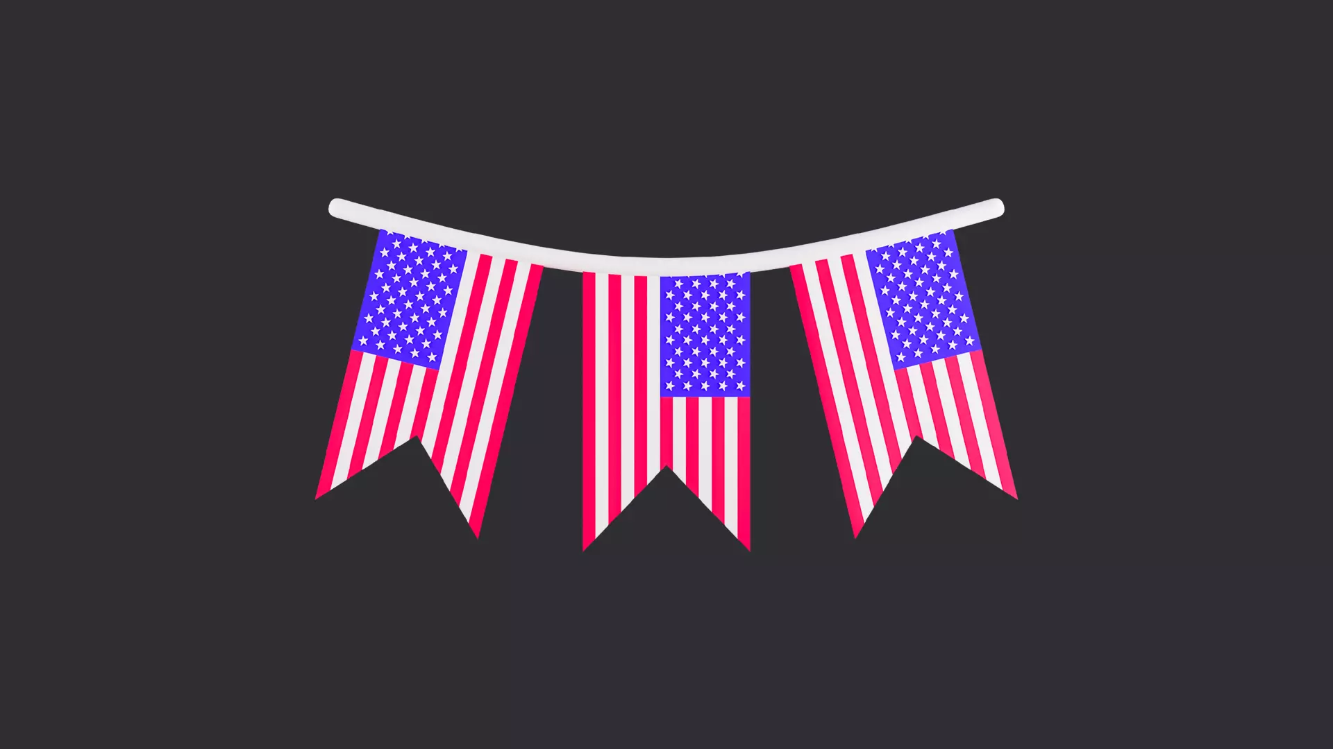 Cartoon USA Flag Bunting 3D model_0