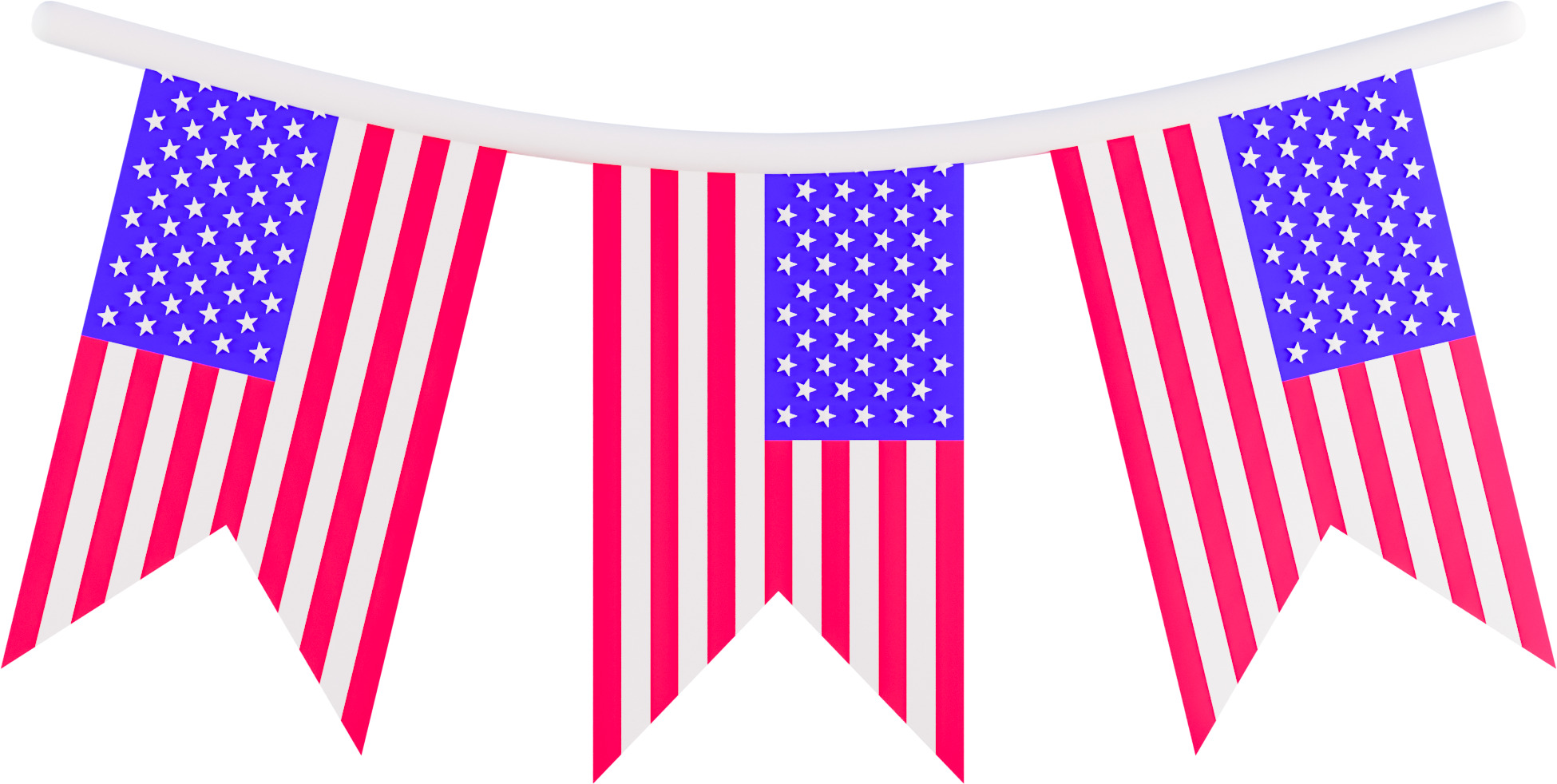 Cartoon USA Flag Bunting 3D model_1