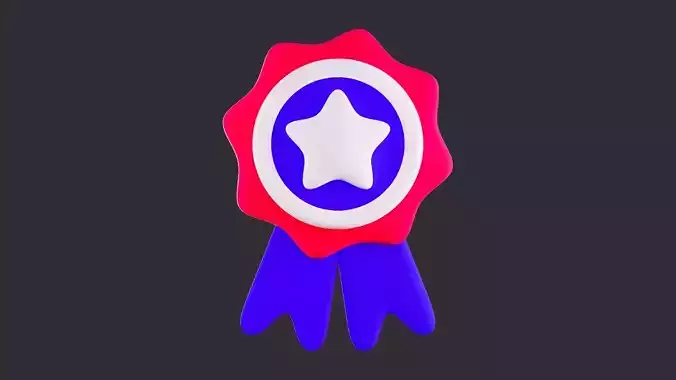 Cartoon Patriotic Badge 3D model