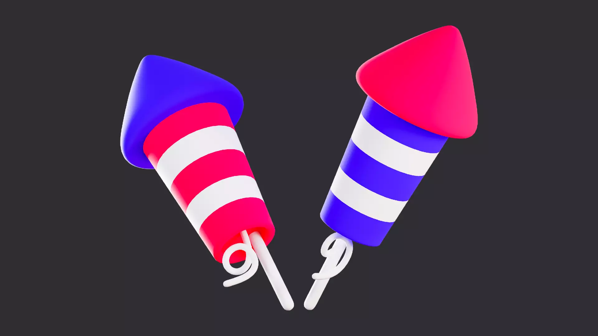 Cartoon Fireworks Rockets 3D model_0