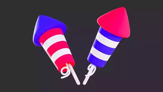 Cartoon Fireworks Rockets 3D model