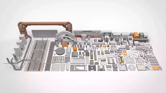 Sci-Fi architecture Elements collection 30 3D model