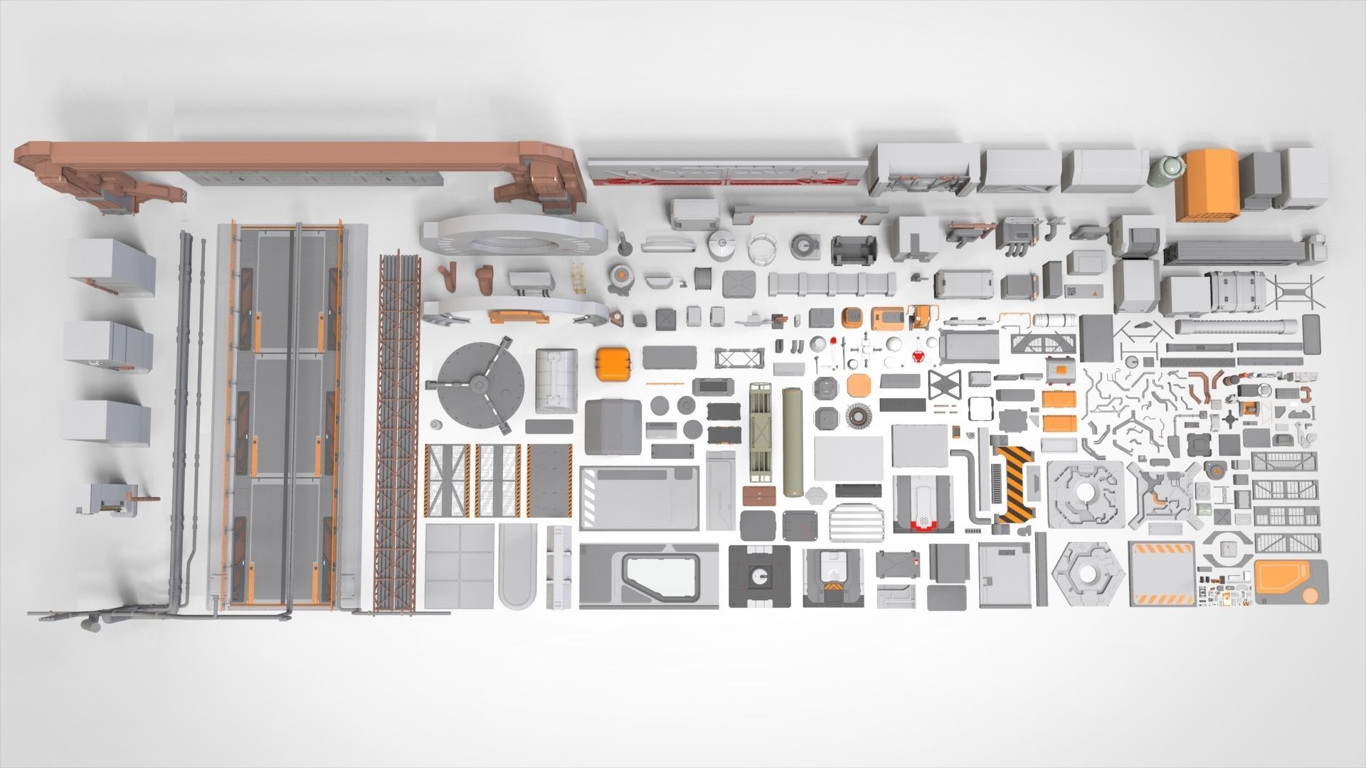 Sci-Fi architecture Elements collection 30 3D model_1