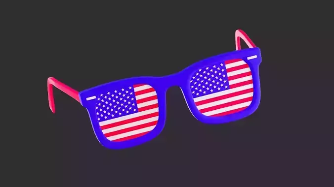 Cartoon USA Flag Sunglasses 3D model