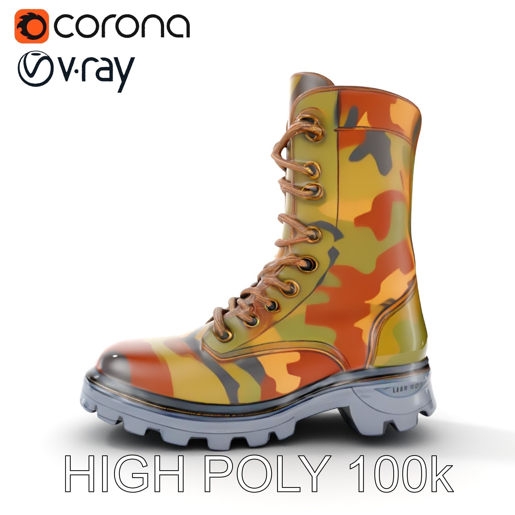 Camouflage Military Boot D Model Pack Low-poly 3D model_20