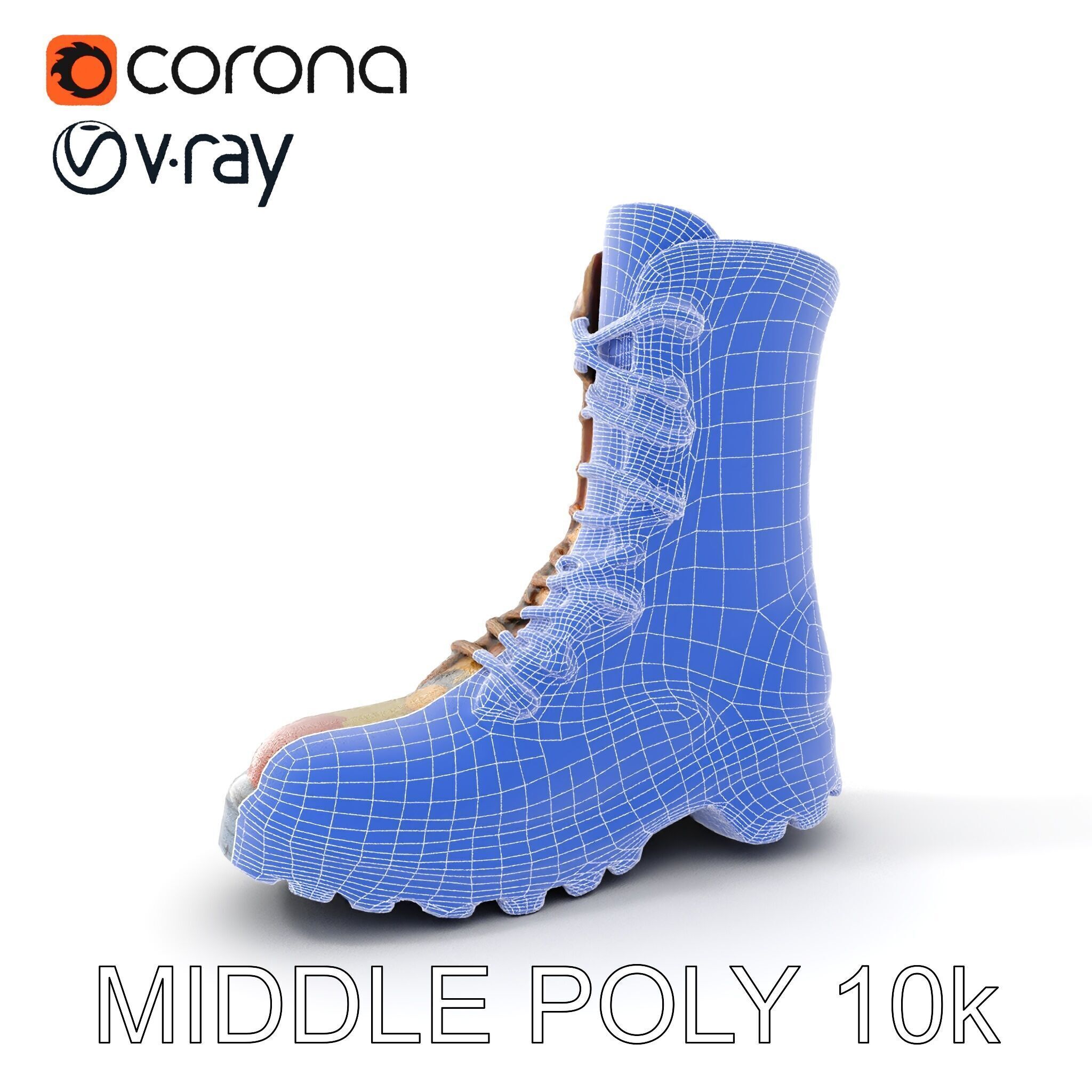 Camouflage Military Boot D Model Pack Low-poly 3D model_27