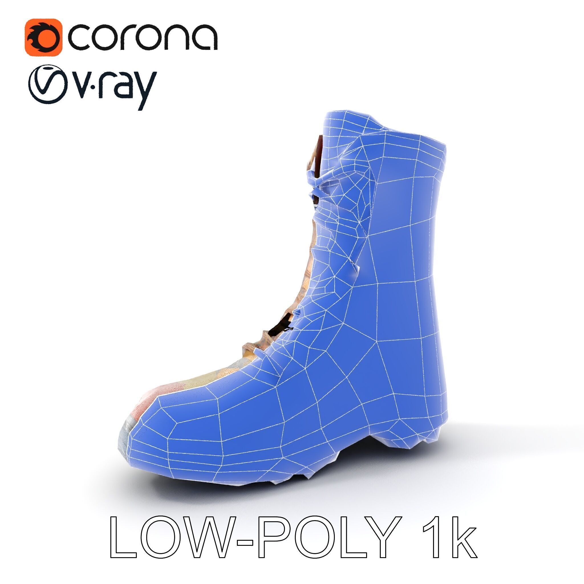 Camouflage Military Boot D Model Pack Low-poly 3D model_14