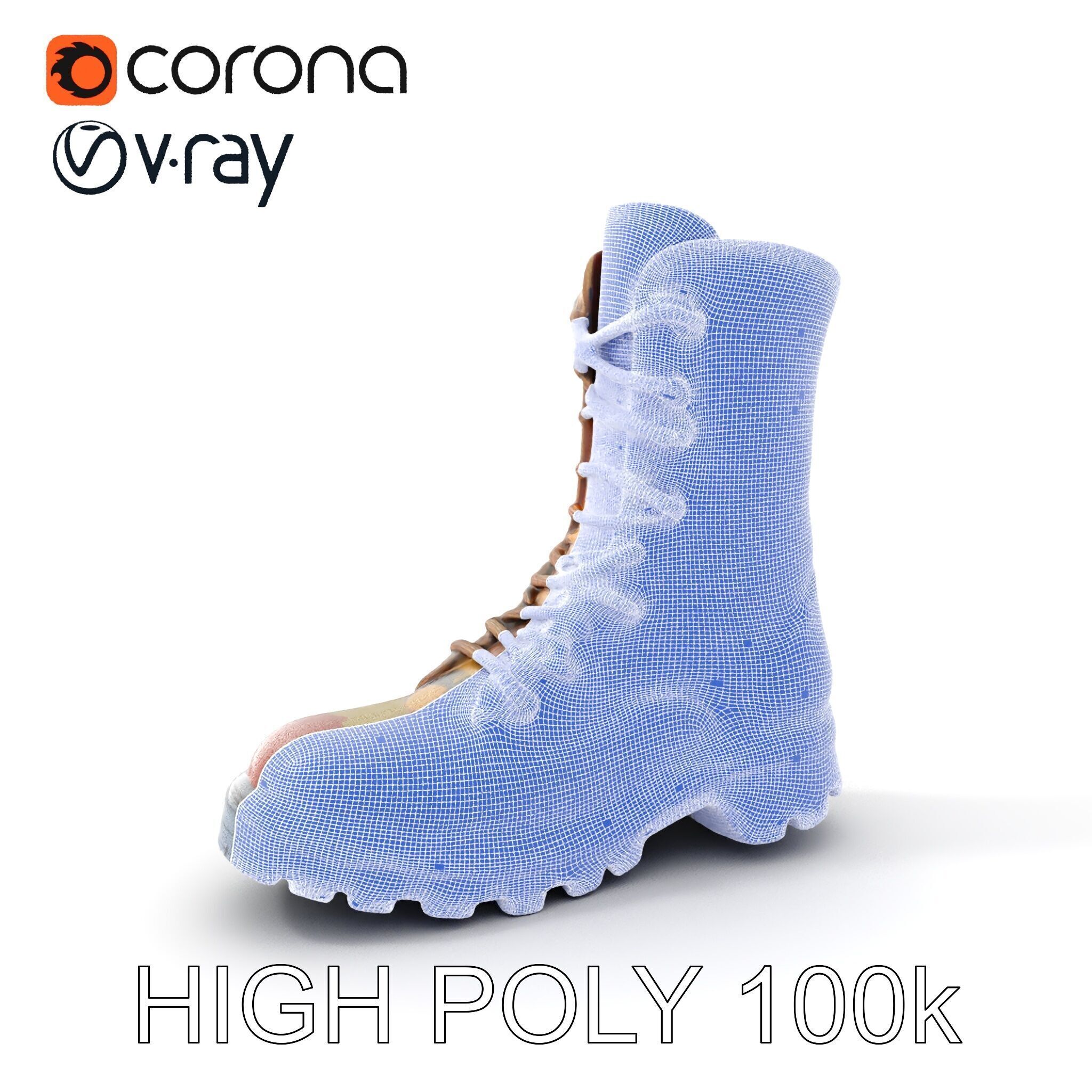 Camouflage Military Boot D Model Pack Low-poly 3D model_4