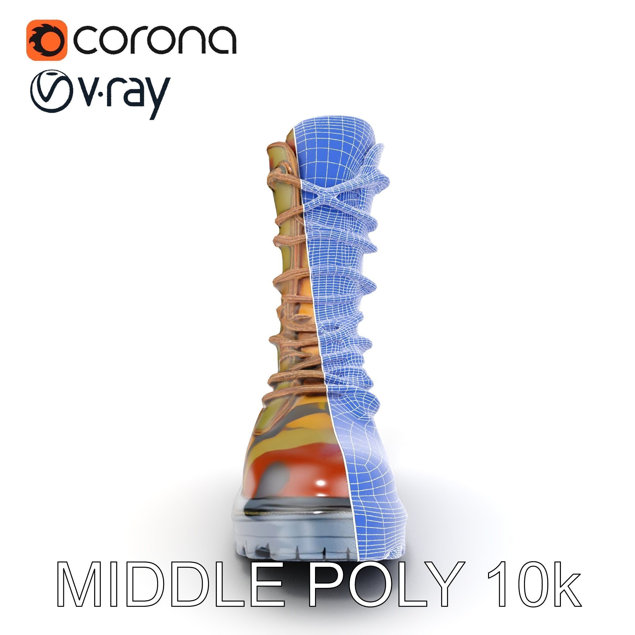 Camouflage Military Boot D Model Pack Low-poly 3D model_18