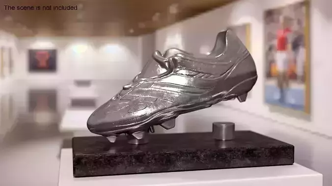 Silver Football Boot Trophy On Marble Base