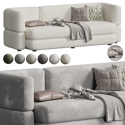 Sofa straight Brera 1 3D model