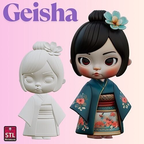 STL Chibi Geisha Lucky Doll FanArt   3D print model