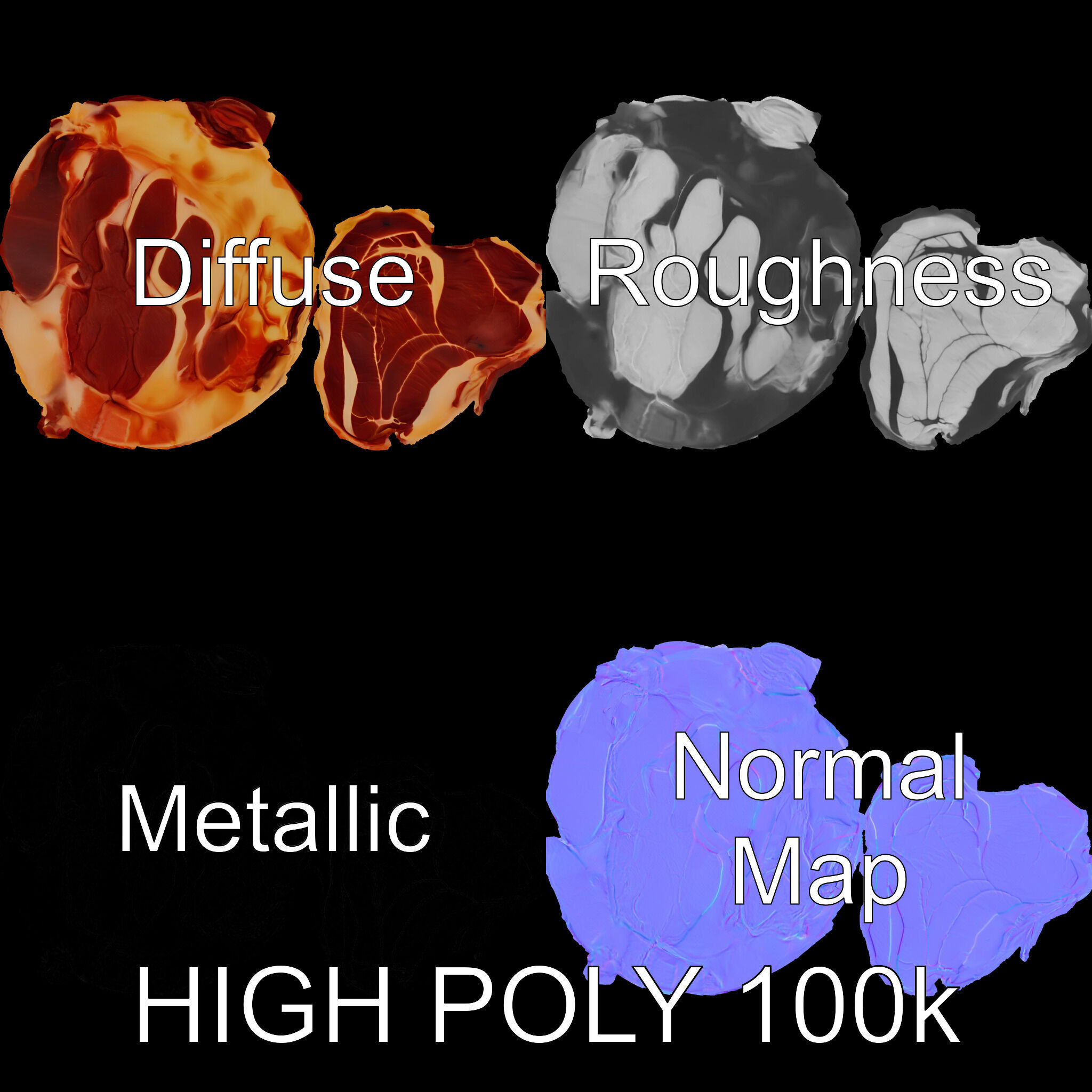 Realistic Meat Steak D Model Pack Low-poly 3D model_3