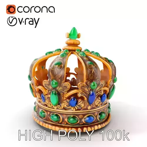 Royal Crown D Model Pack with Gemstone Details Low-poly 3D model