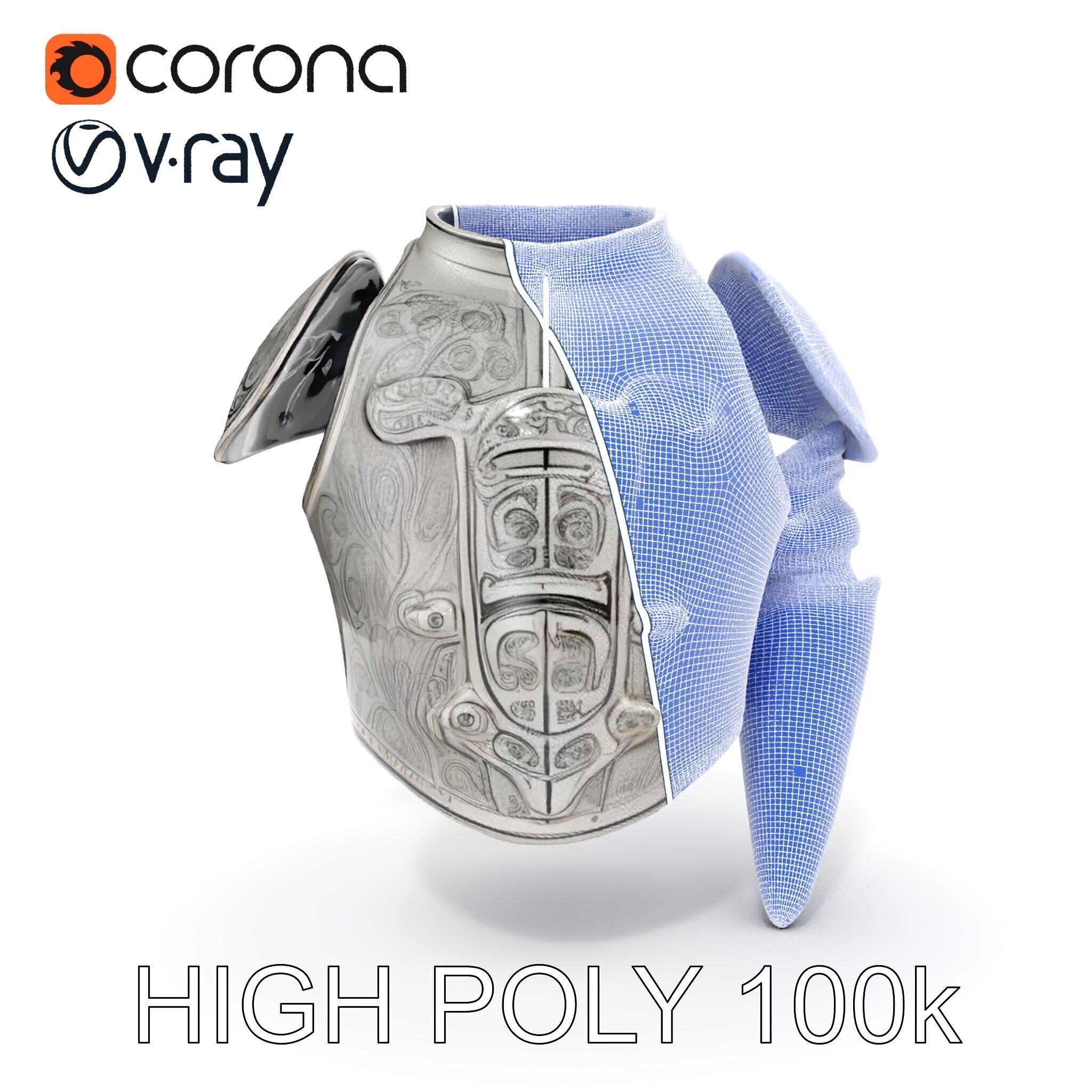 Medieval Ornate Helmet Model Pack Low-poly 3D model_29