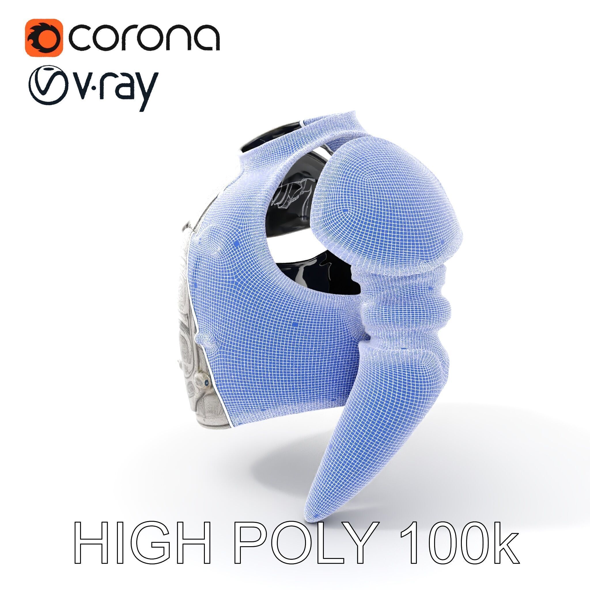 Medieval Ornate Helmet Model Pack Low-poly 3D model_4