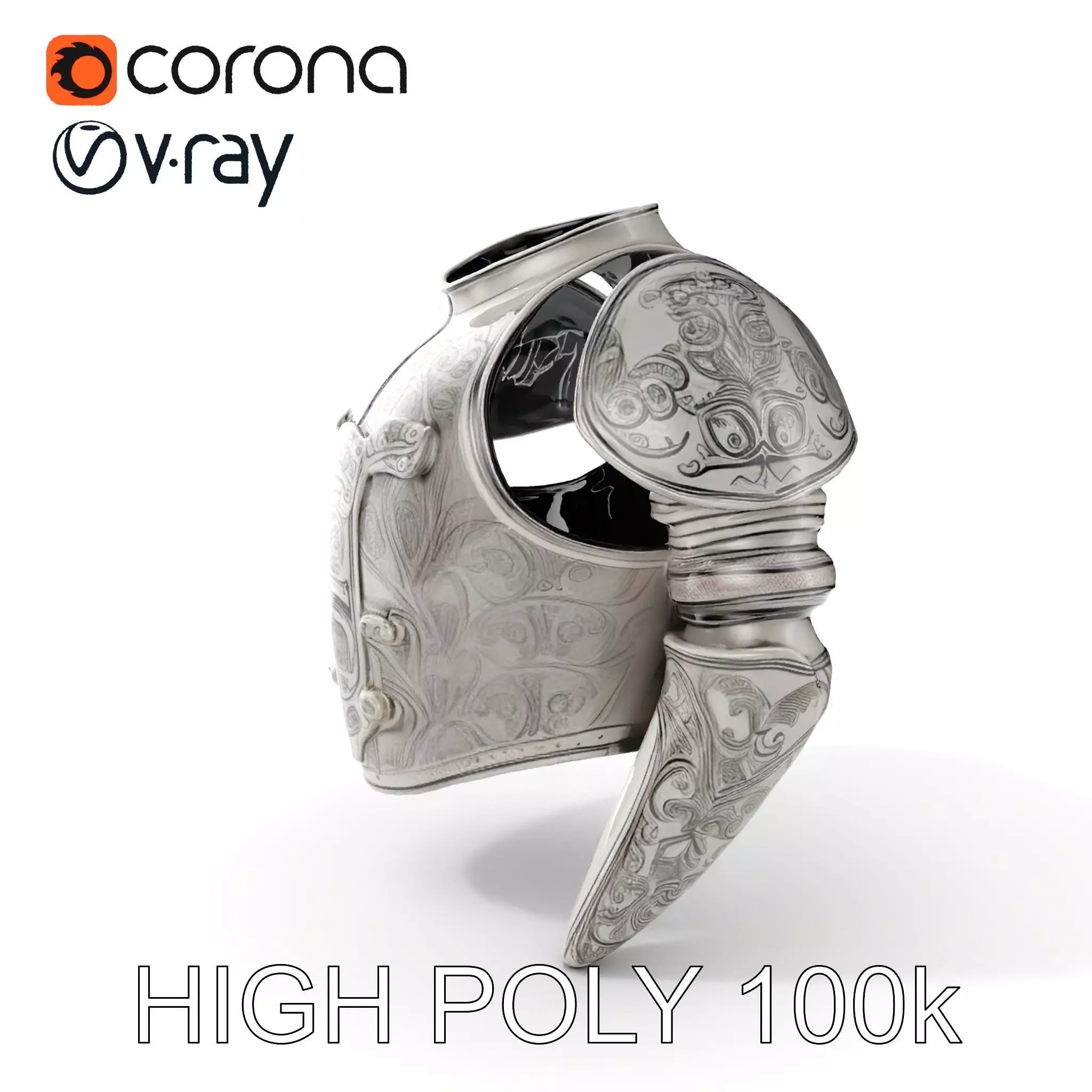 Medieval Ornate Helmet Model Pack Low-poly 3D model_0