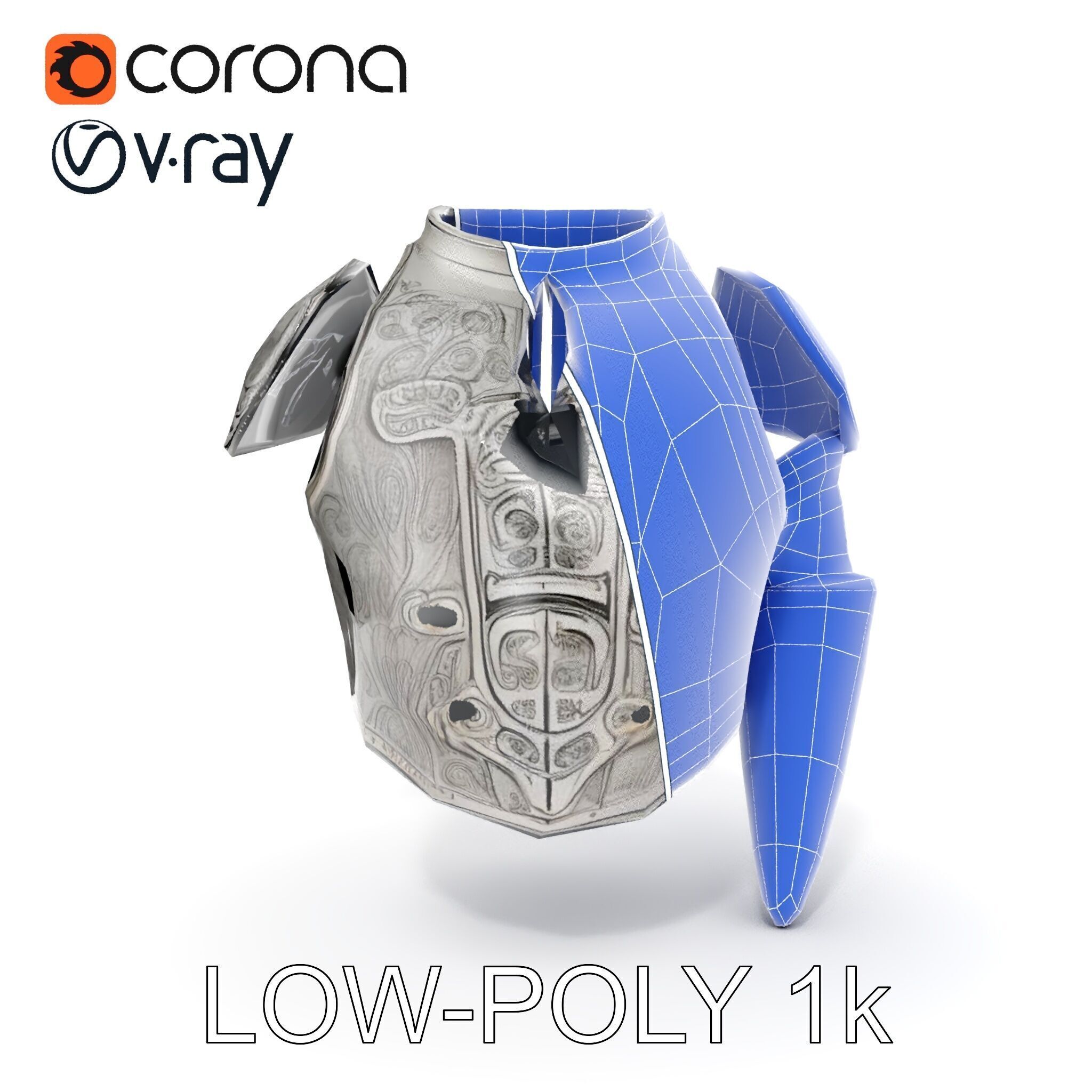 Medieval Ornate Helmet Model Pack Low-poly 3D model_20