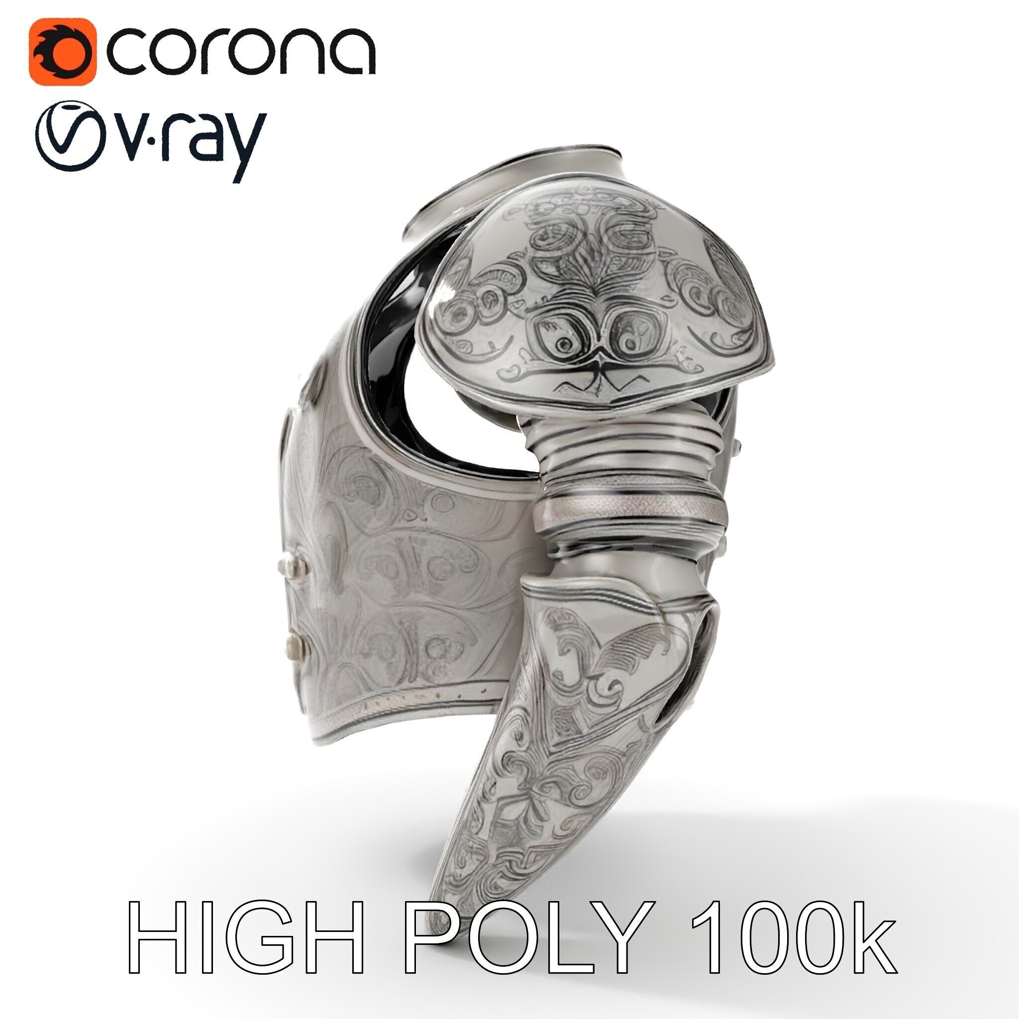 Medieval Ornate Helmet Model Pack Low-poly 3D model_23