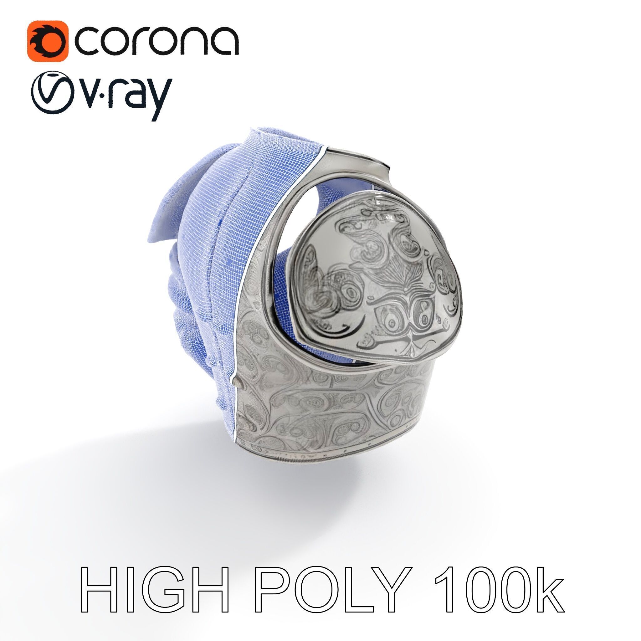 Medieval Ornate Helmet Model Pack Low-poly 3D model_32