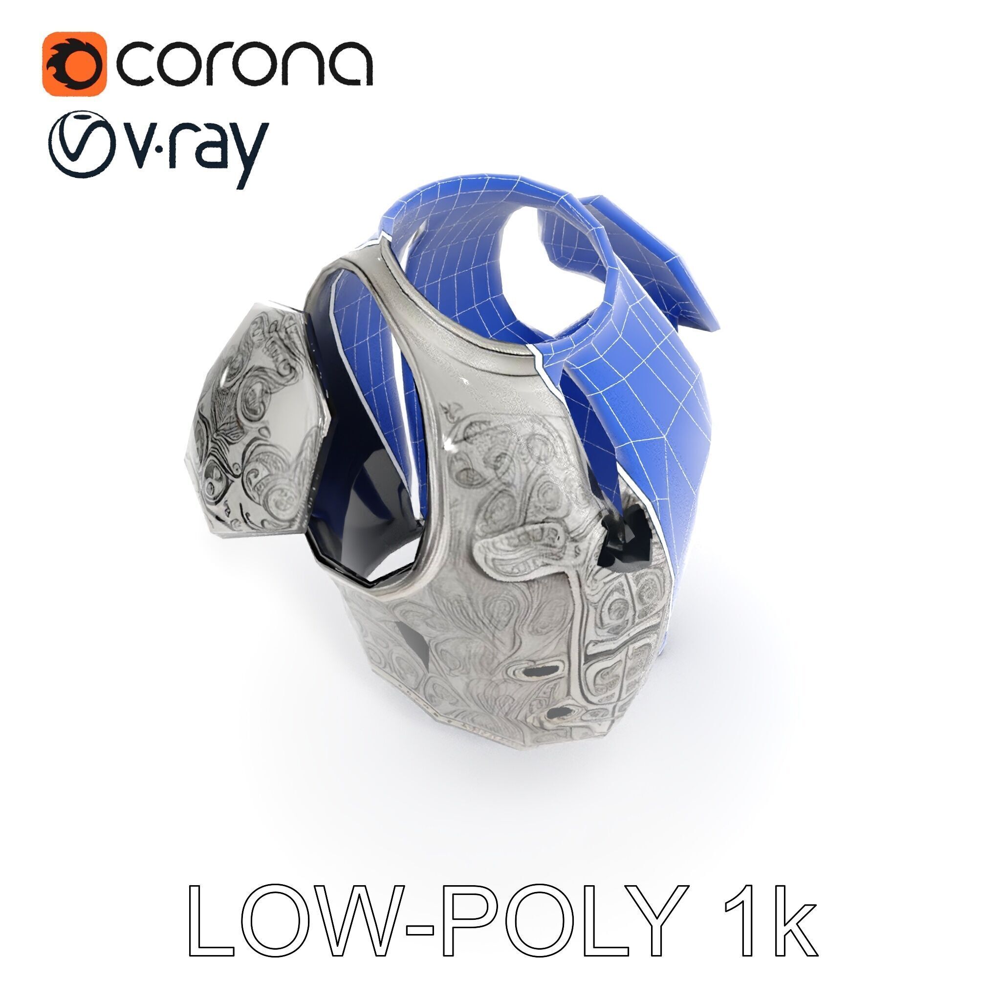 Medieval Ornate Helmet Model Pack Low-poly 3D model_31