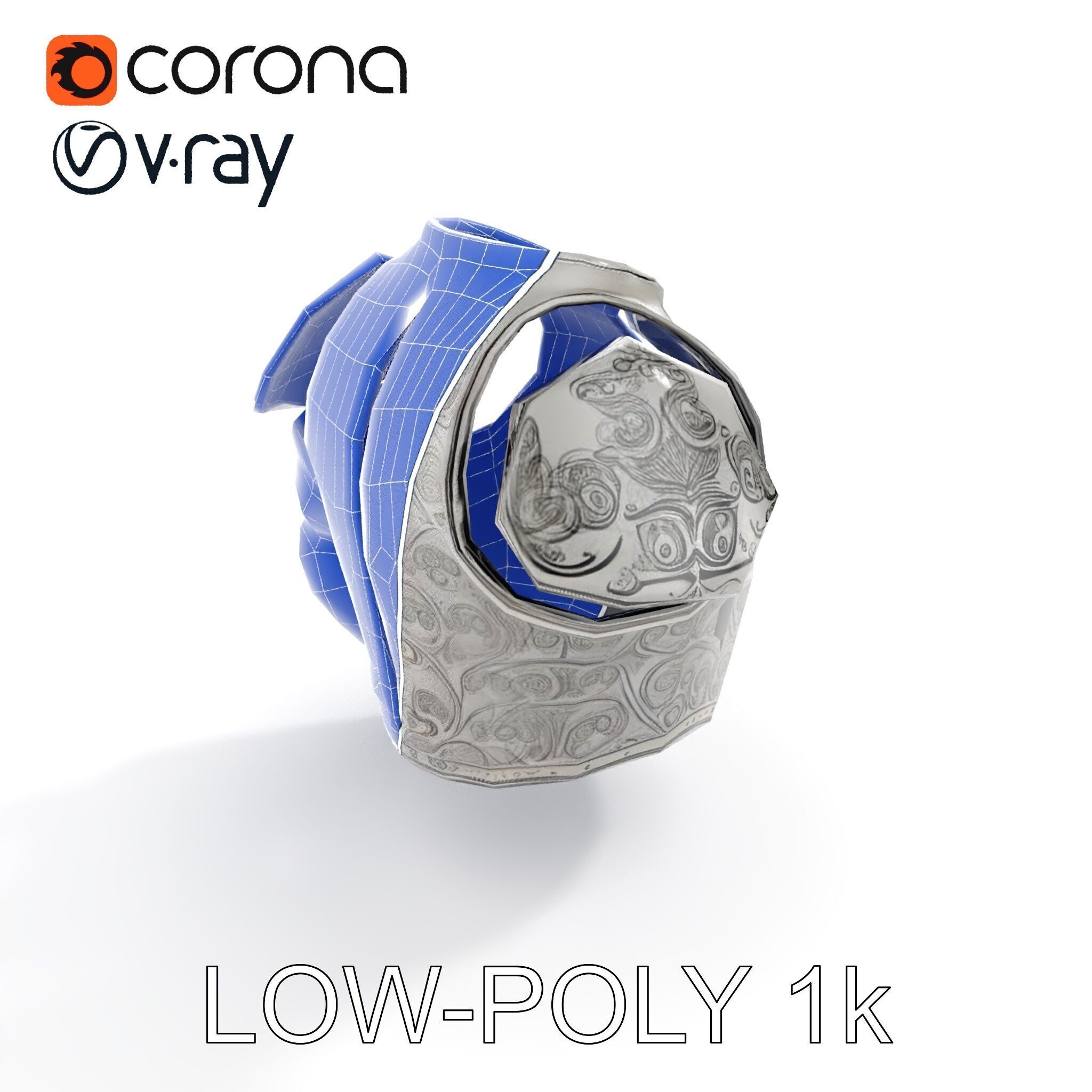 Medieval Ornate Helmet Model Pack Low-poly 3D model_28