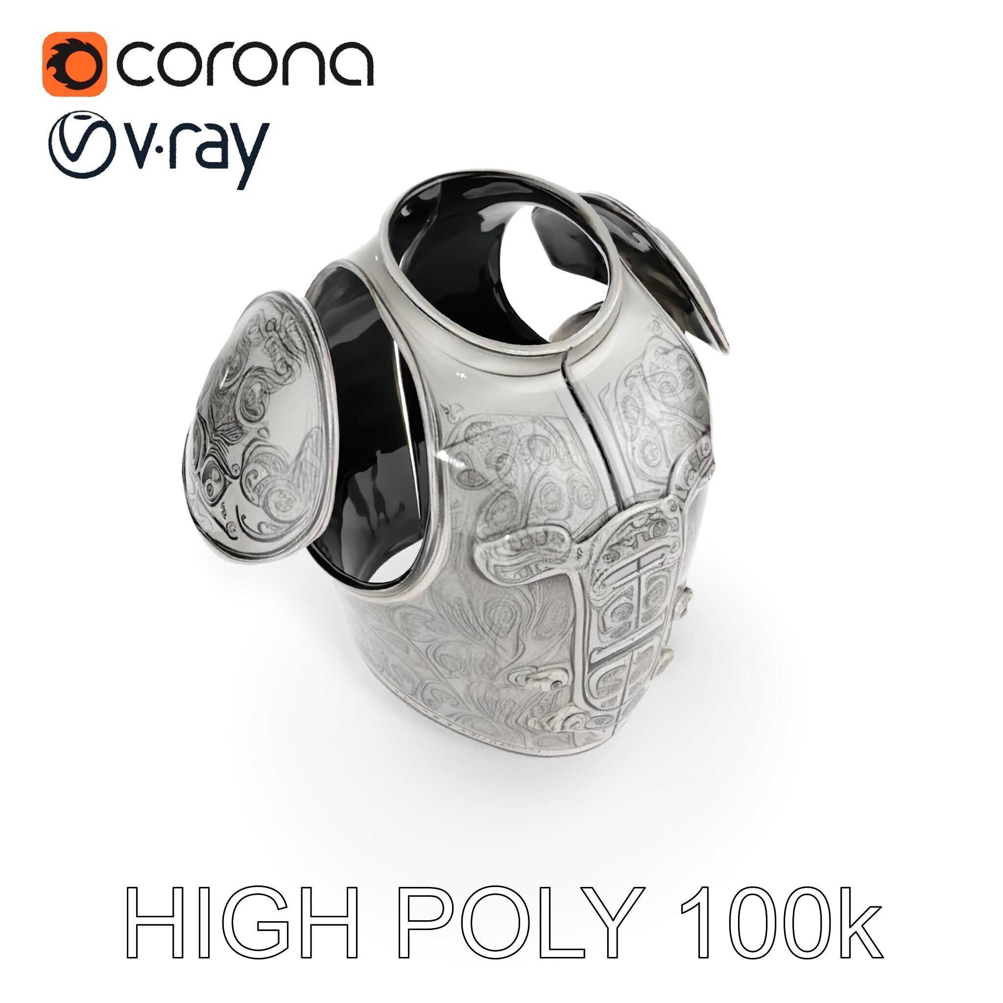 Medieval Ornate Helmet Model Pack Low-poly 3D model_16