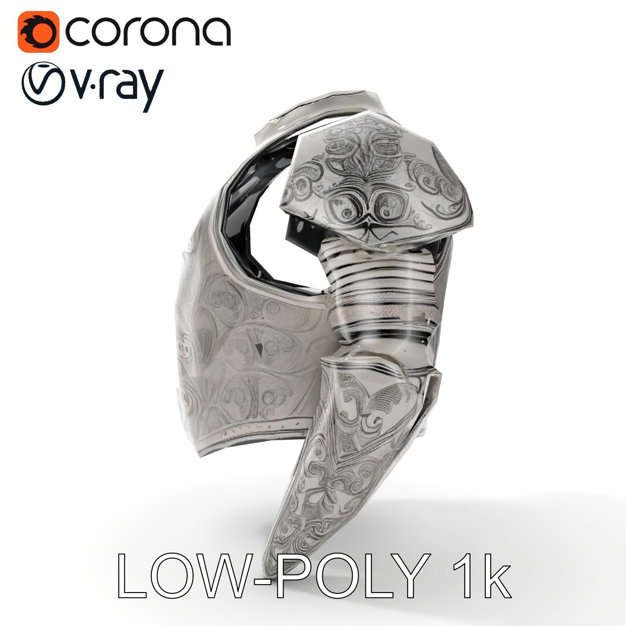 Medieval Ornate Helmet Model Pack Low-poly 3D model_12