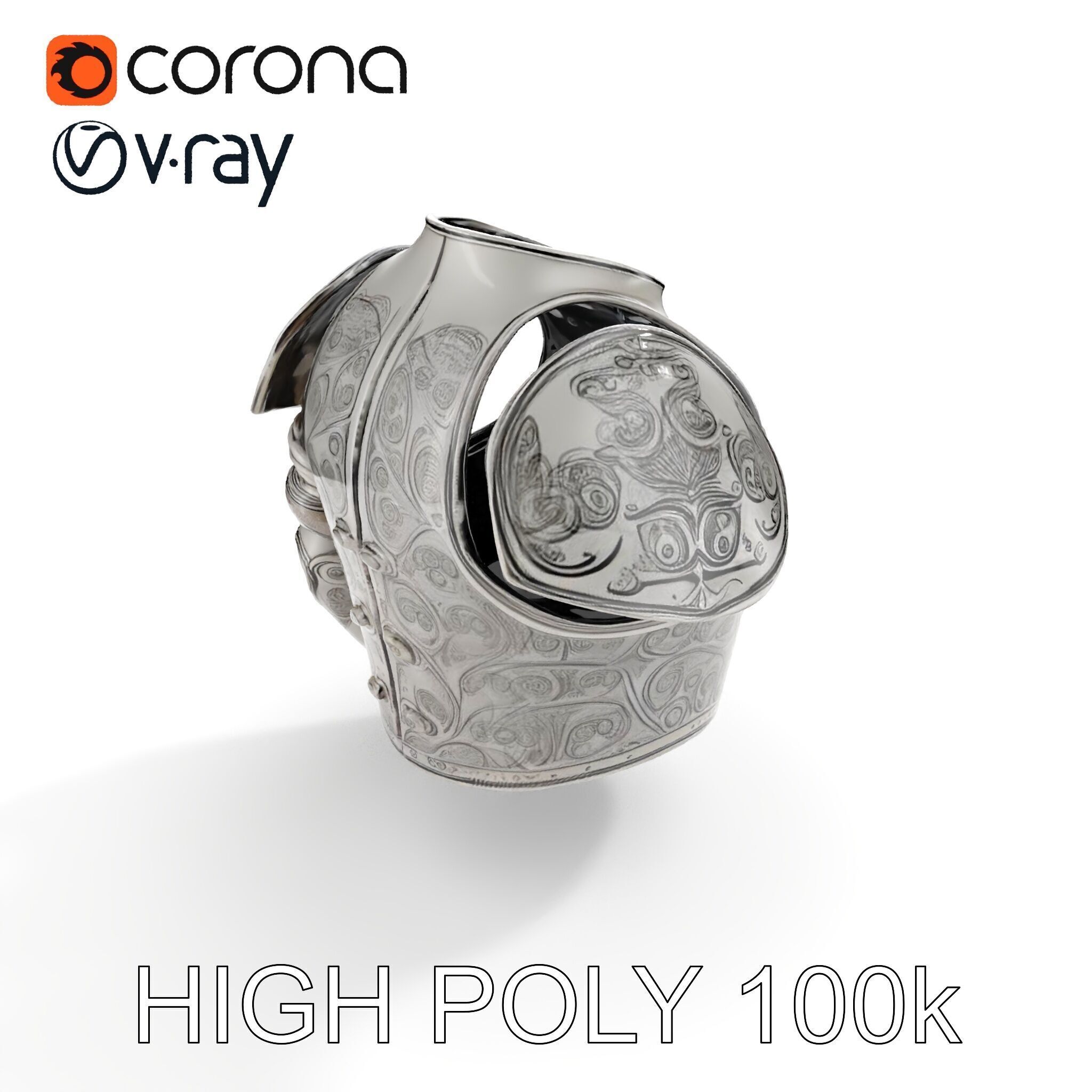 Medieval Ornate Helmet Model Pack Low-poly 3D model_13