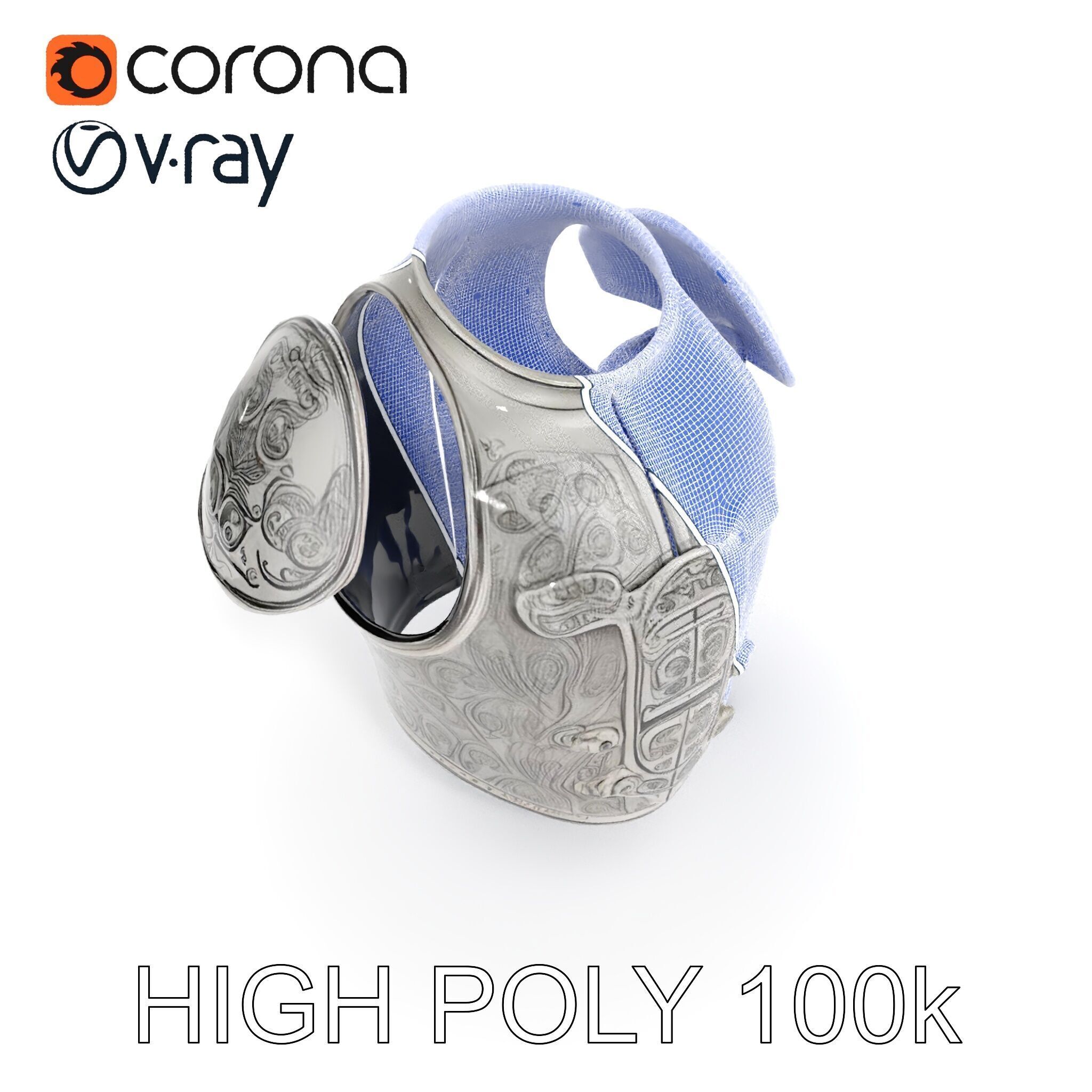 Medieval Ornate Helmet Model Pack Low-poly 3D model_26