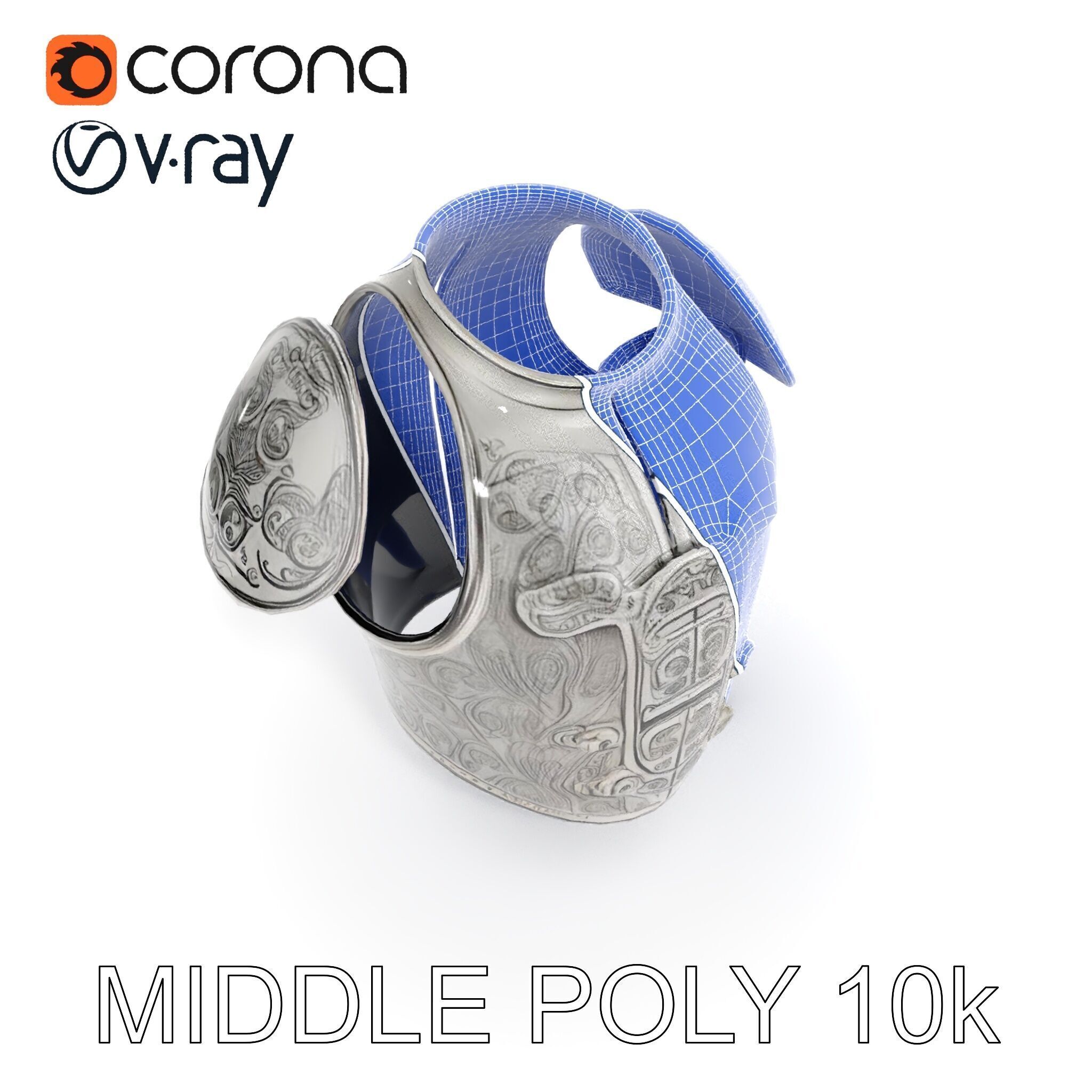 Medieval Ornate Helmet Model Pack Low-poly 3D model_27