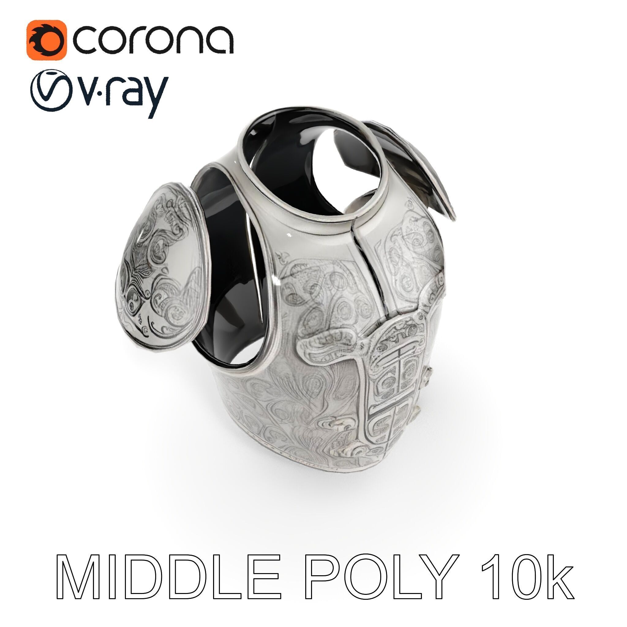 Medieval Ornate Helmet Model Pack Low-poly 3D model_6