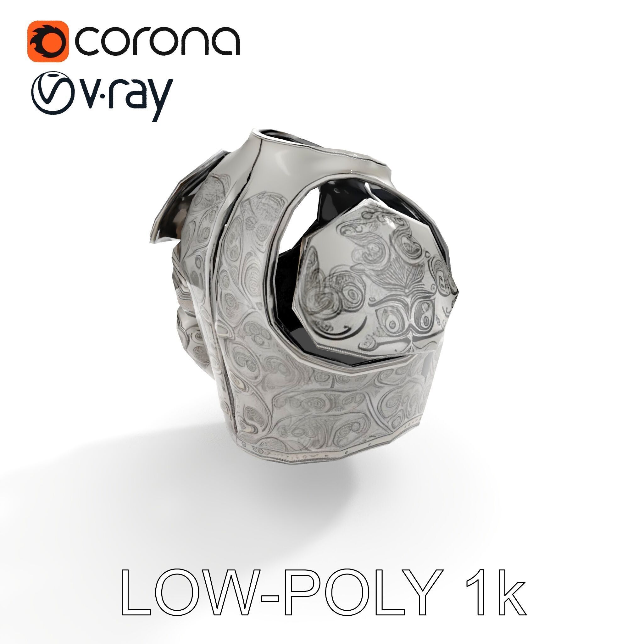 Medieval Ornate Helmet Model Pack Low-poly 3D model_7