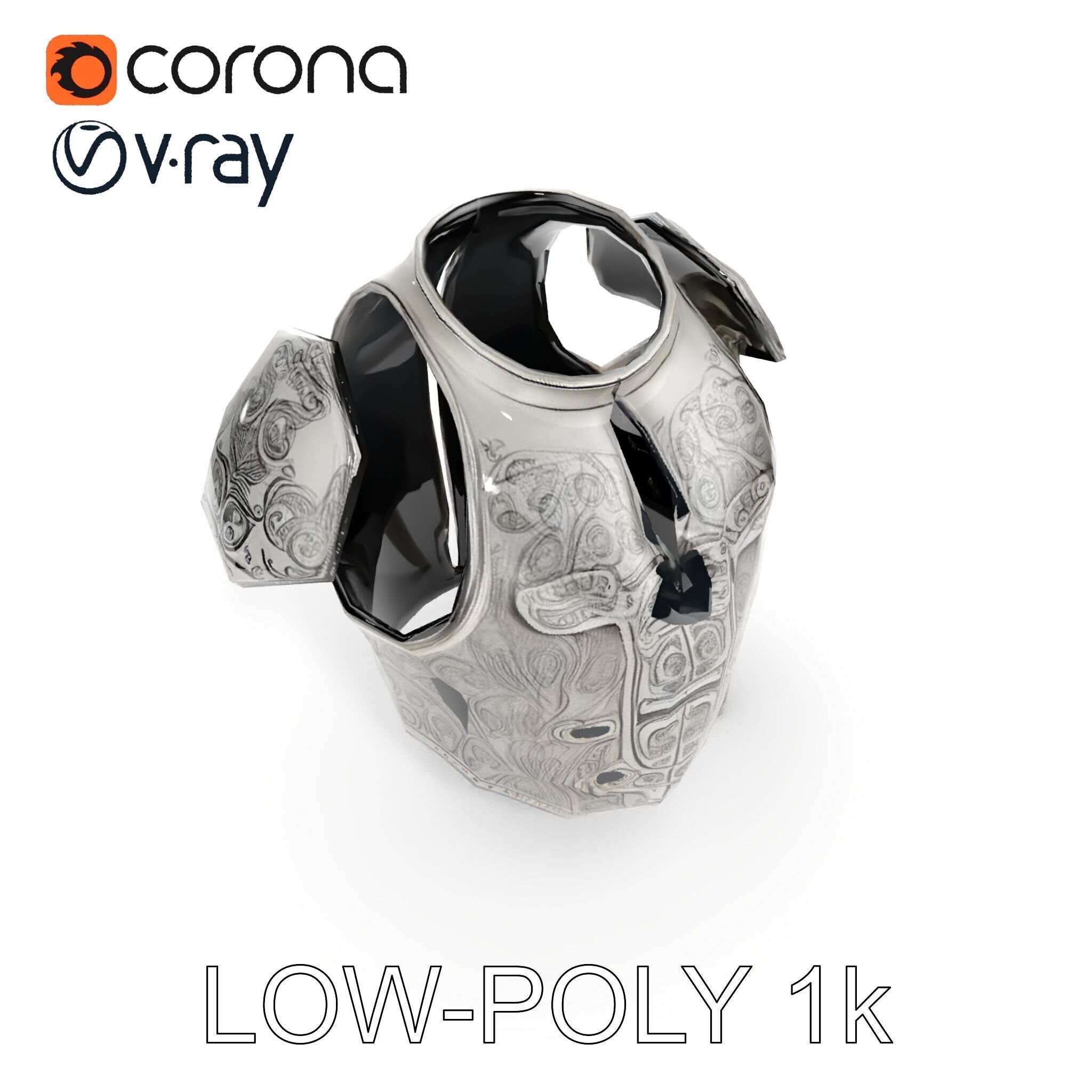 Medieval Ornate Helmet Model Pack Low-poly 3D model_9