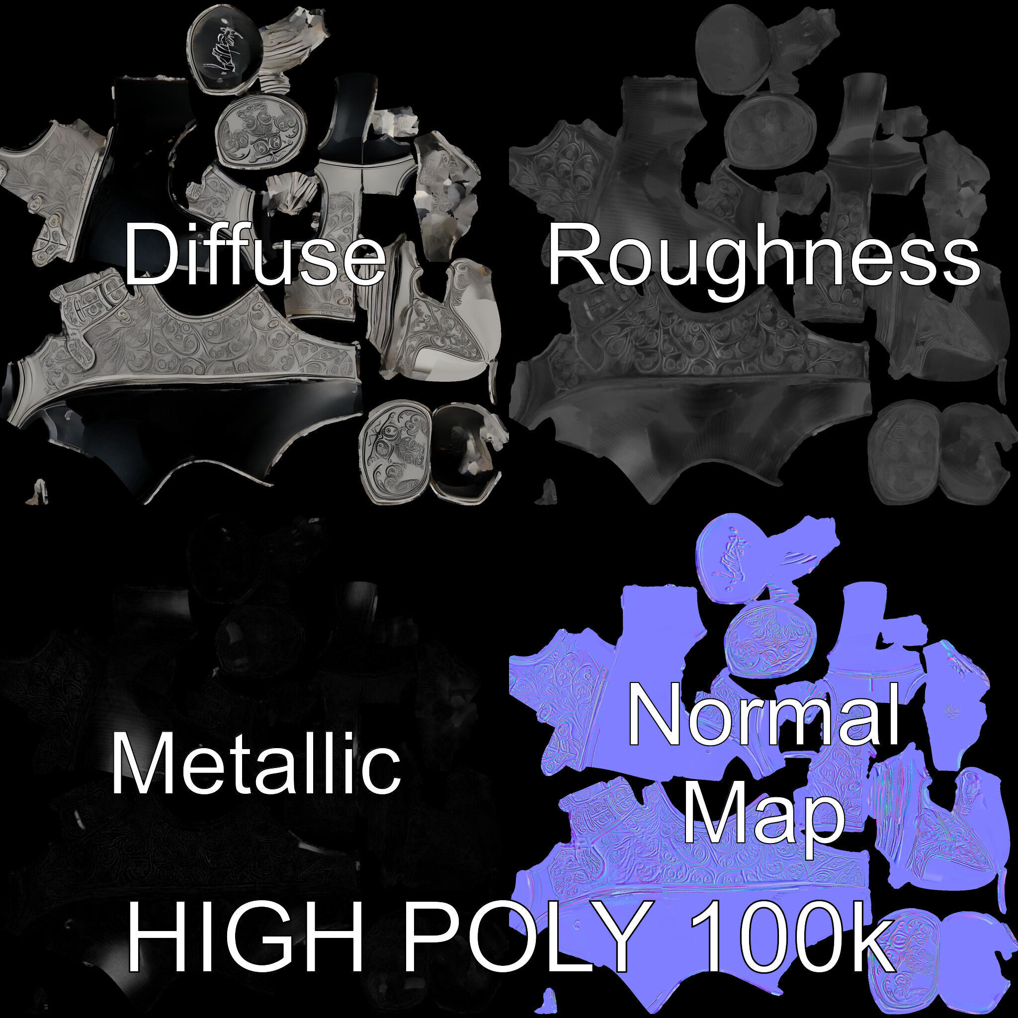 Medieval Ornate Helmet Model Pack Low-poly 3D model_3